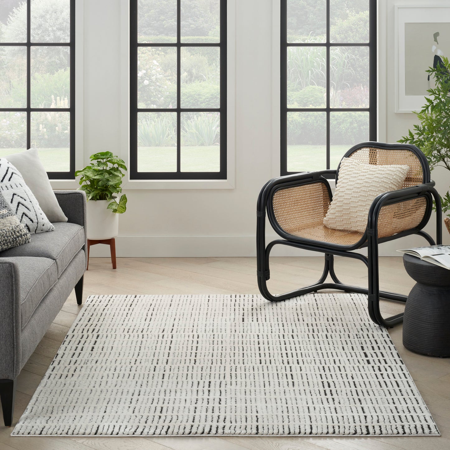 Nourison Modern Comfort 6'7" x 9' Ivory Black Scandinavian Indoor Rug