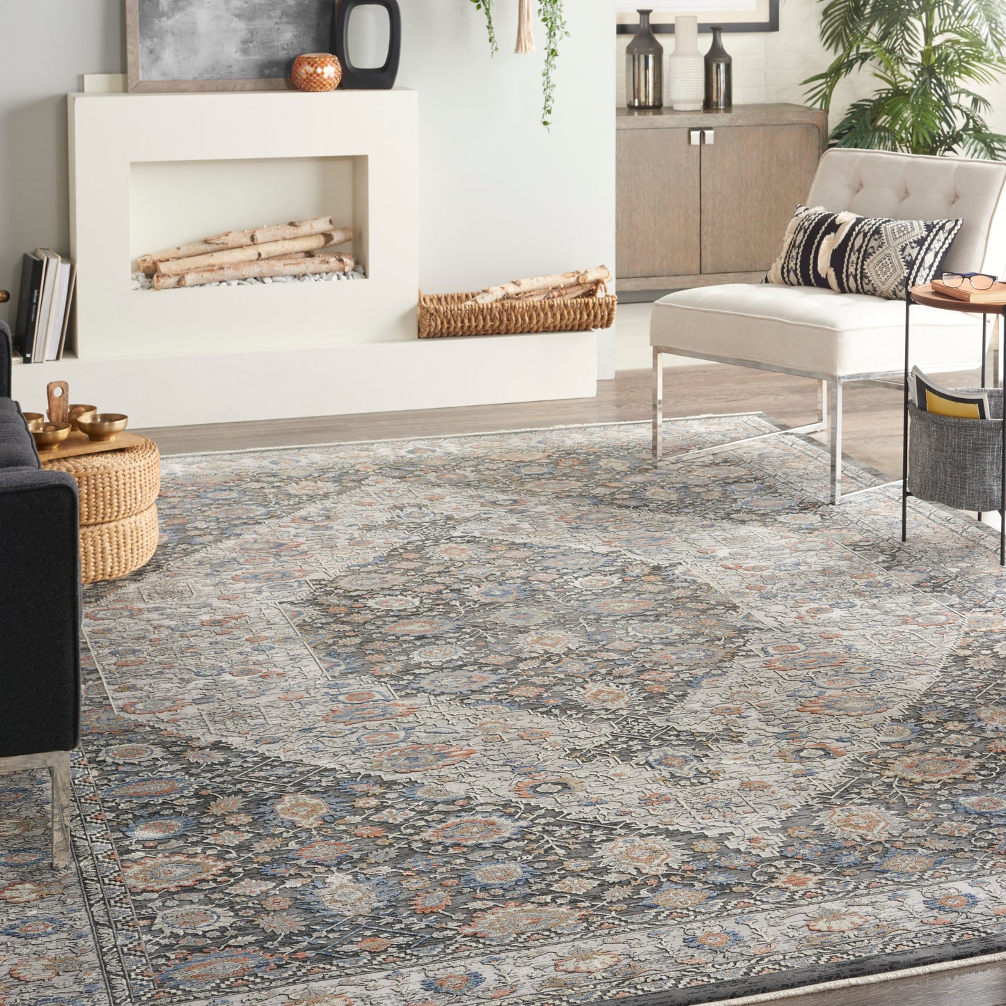 Nourison Starry Nights 9'10" x 12'6" Grey/Blue Vintage Indoor Rug