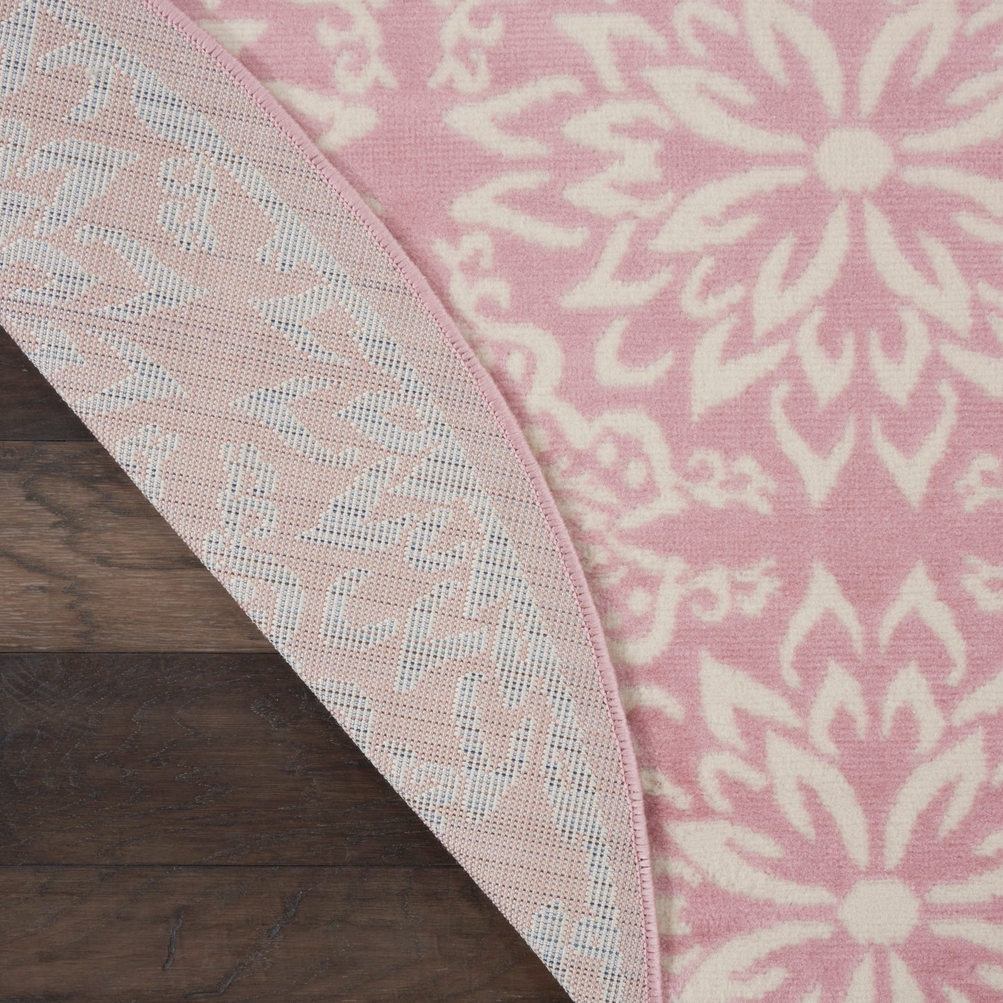 Nourison Jubilant 8' x Round Ivory Pink Farmhouse Indoor Rug