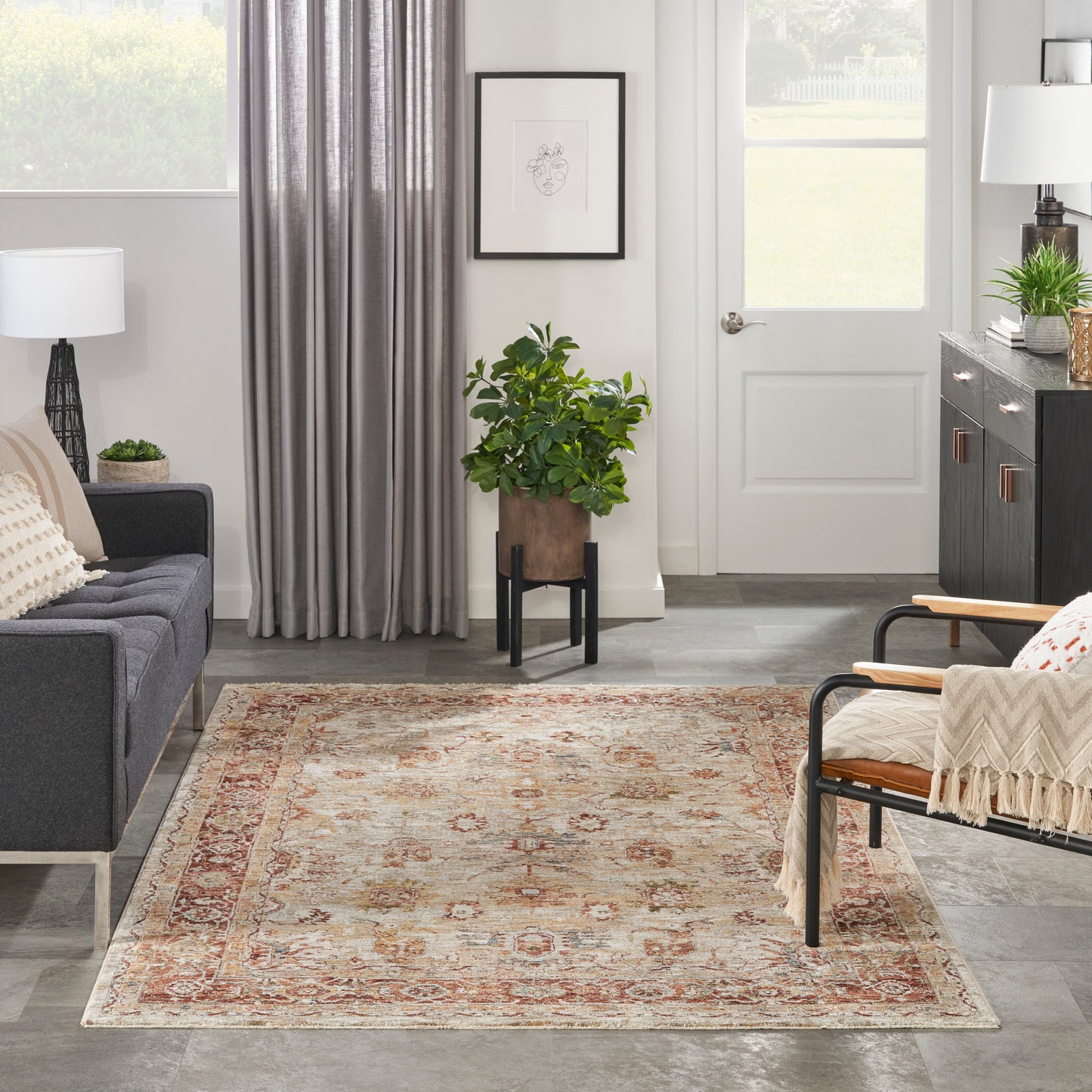 Nourison Sahar 5'3" x 7'8" Ivory Persian Indoor Rug