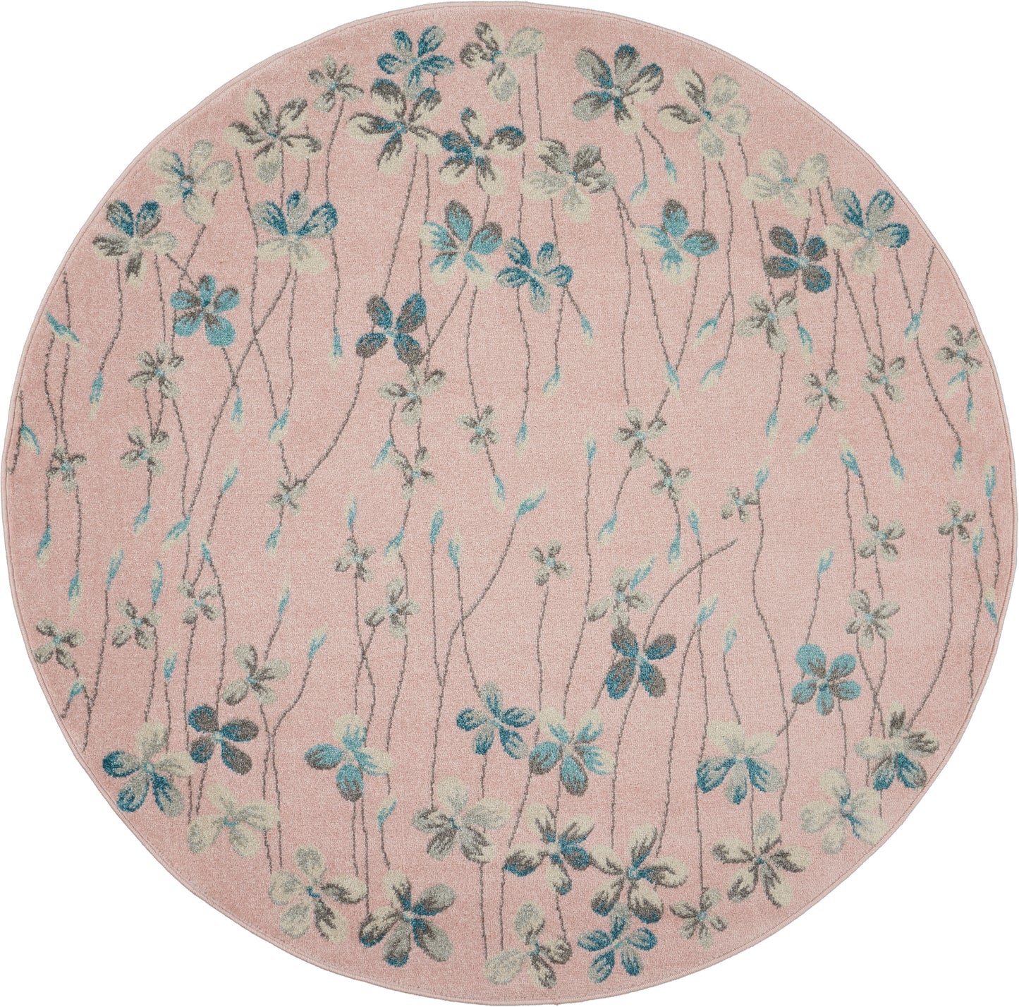 Nourison Tranquil 5'3" x Round Pink Contemporary Indoor Rug