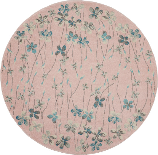 Nourison Tranquil 5'3" x Round Pink Contemporary Indoor Rug