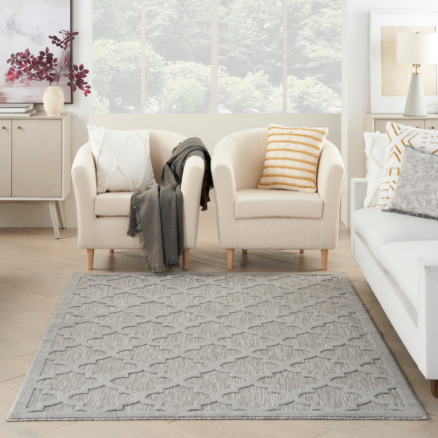 Nourison Easy Care 5' x 7' Silver Grey Modern Rug