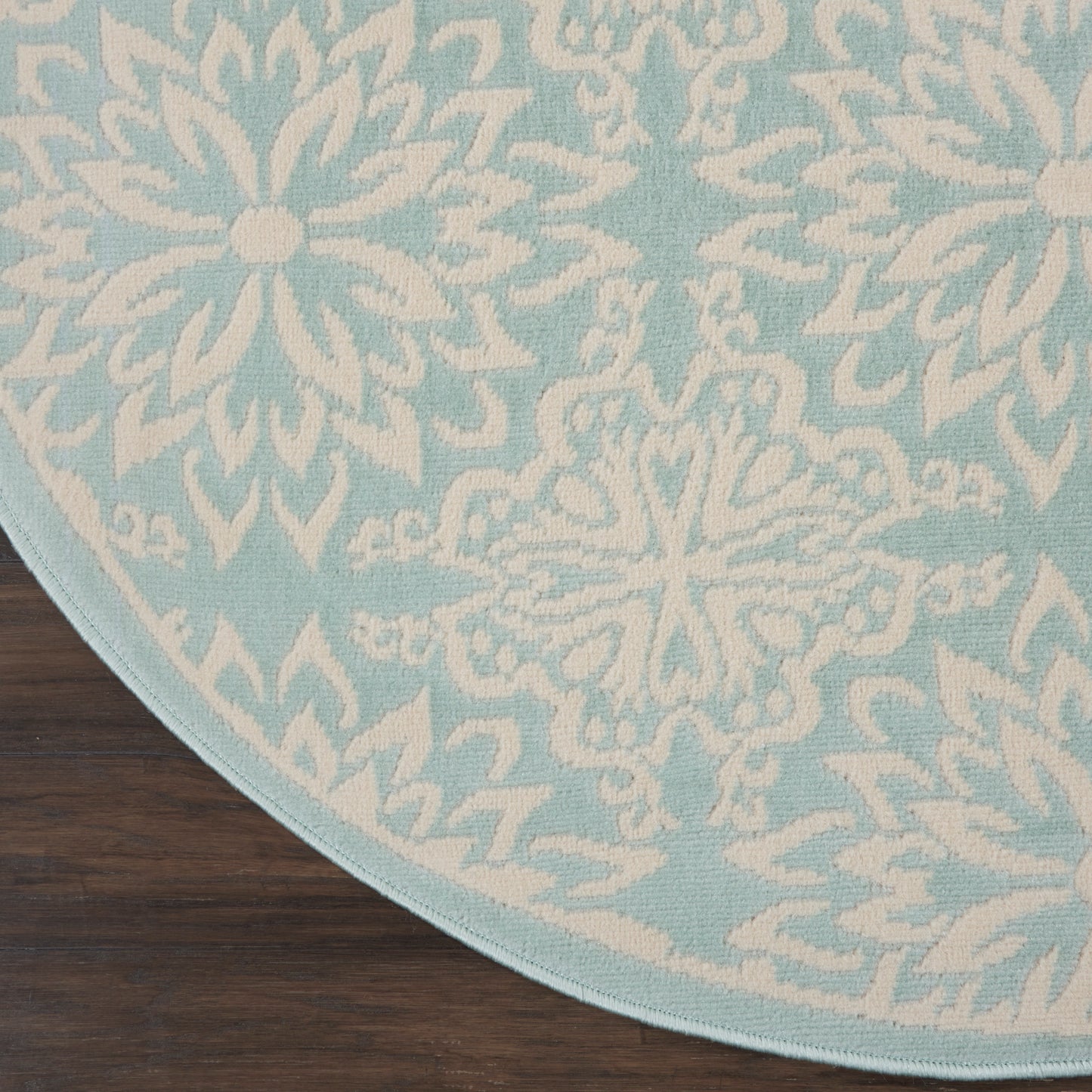 Nourison Jubilant 5'3" x Round Ivory Green Farmhouse Indoor Rug