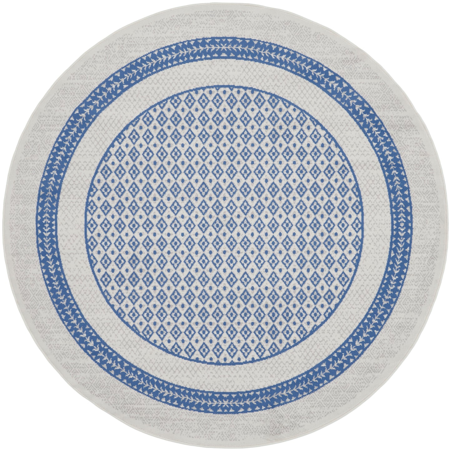 Nourison Whimsicle 8' x Round Ivory Blue Farmhouse Indoor Rug
