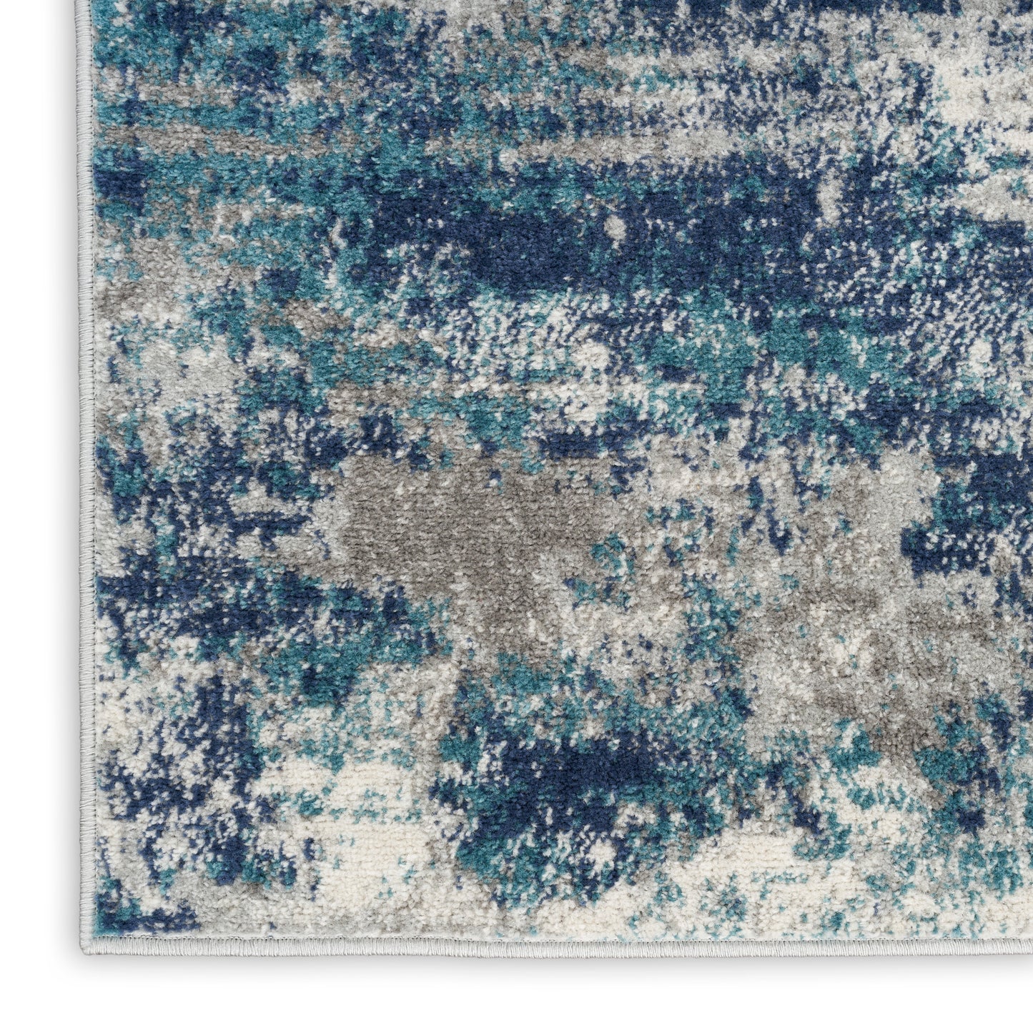 Nourison Passion 2'2" x 10' Ivory Teal Modern Indoor Rug