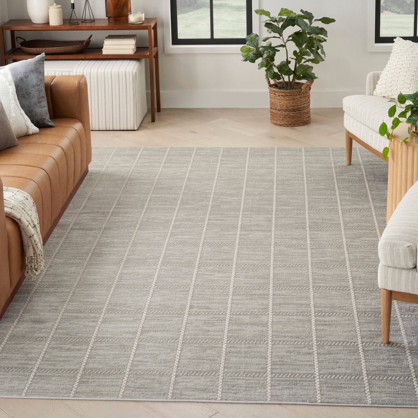Nourison Serenity Home 9' x 12' Light Grey Modern Indoor Rug