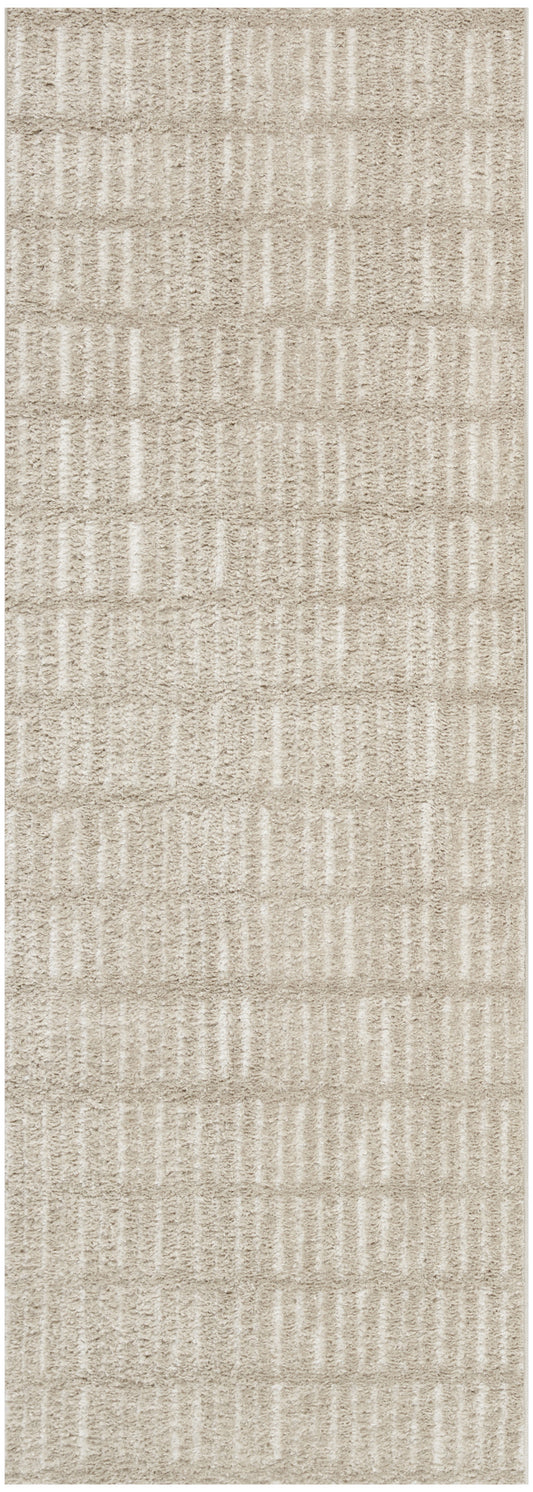 Nourison Modern Comfort 2'2" x 6' Grey Ivory Scandinavian Indoor Rug