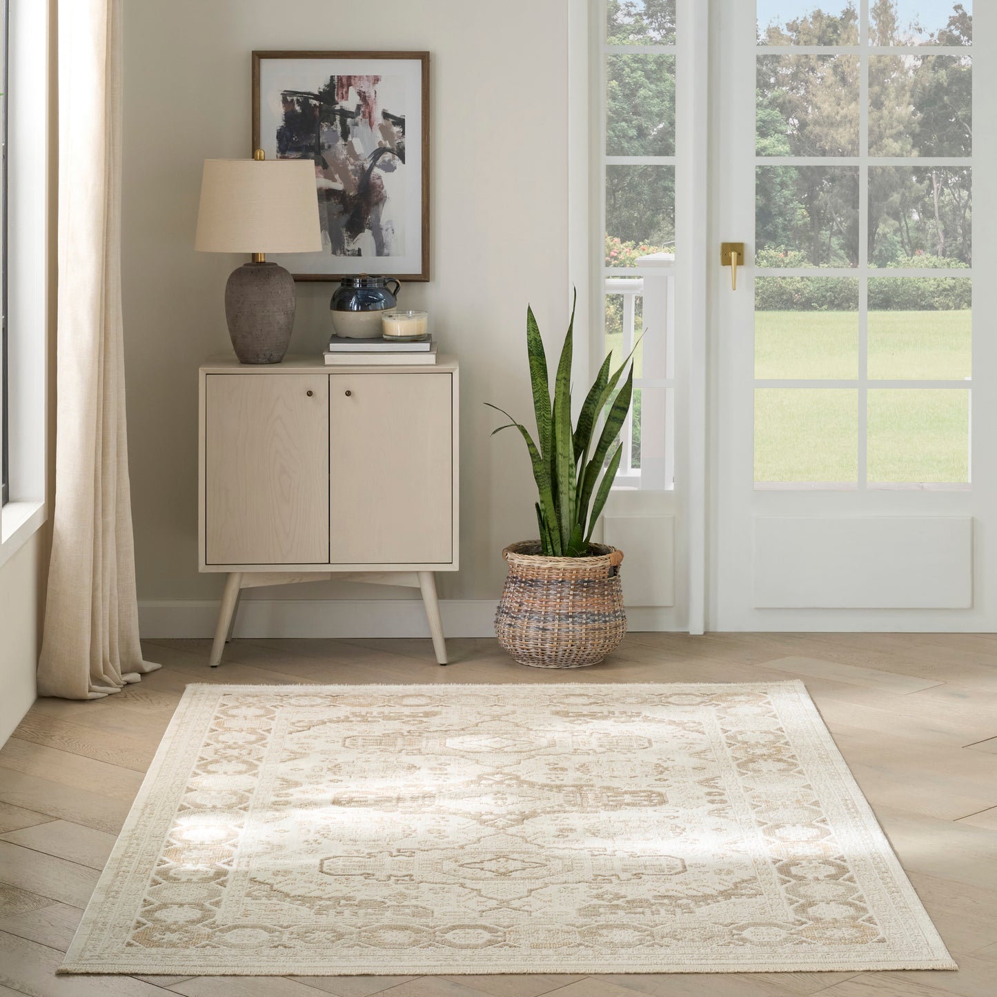 Nourison Pardis 5'3" x 7' Ivory Beige Vintage Indoor Rug