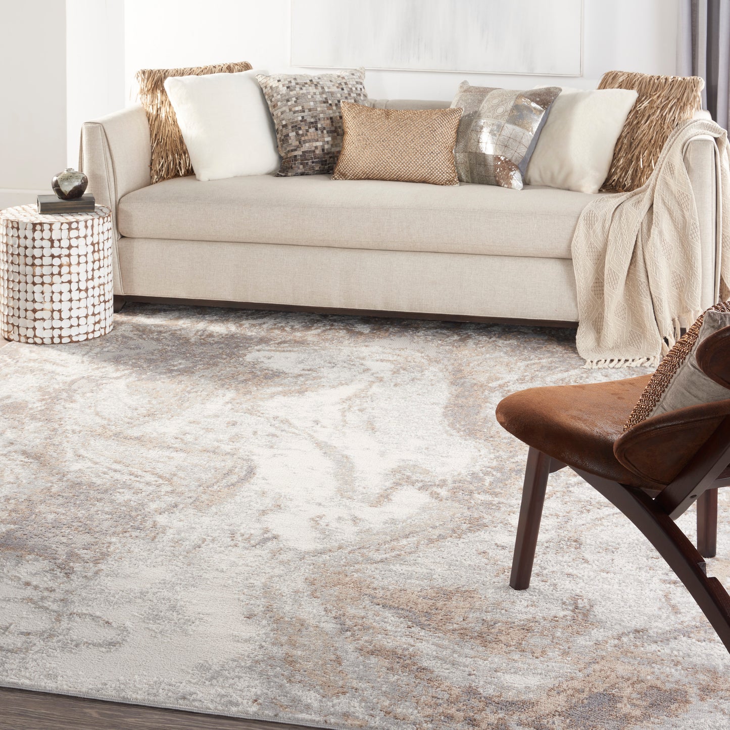 Nourison Elation 7'10" x 9'10" Ivory Grey Modern Indoor Rug