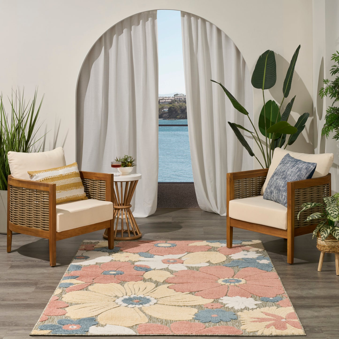 Nourison Aloha 5'3" x 7'5" Rose Modern Rug
