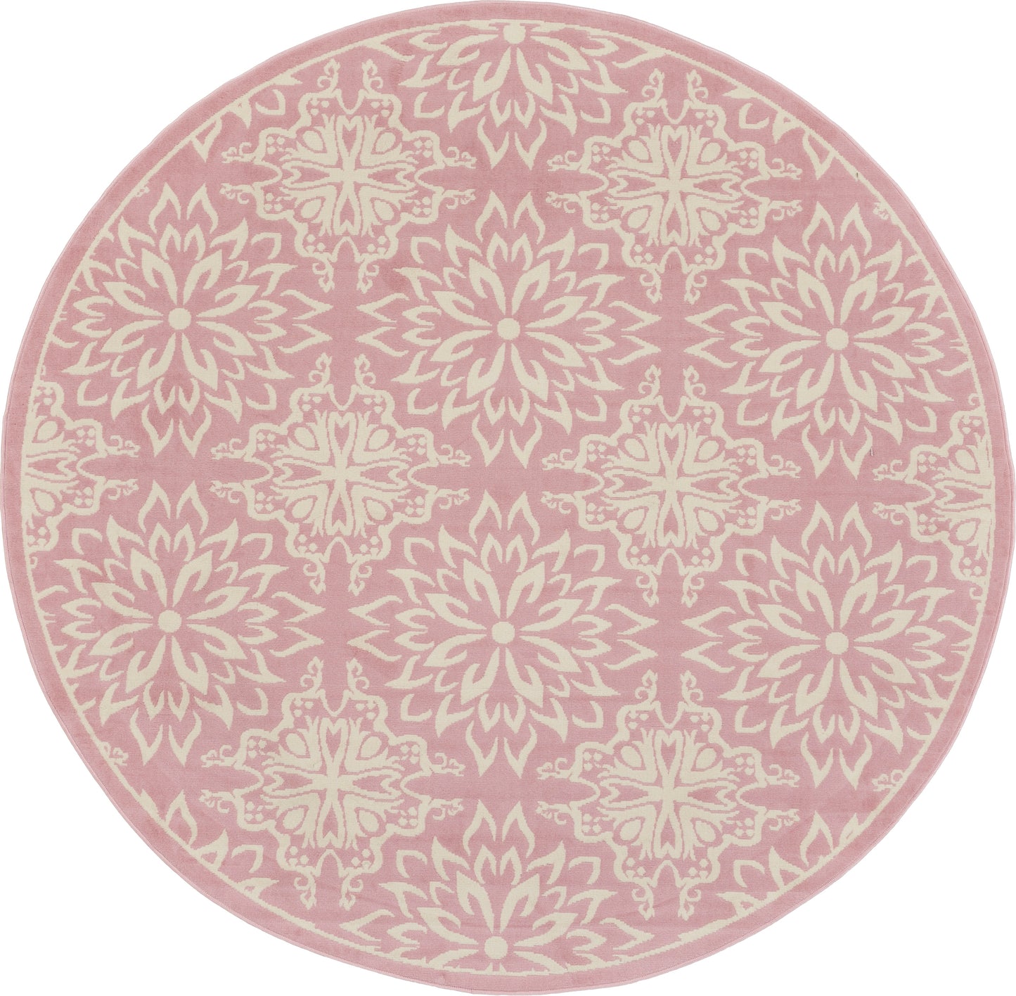 Nourison Jubilant 8' x Round Ivory Pink Farmhouse Indoor Rug