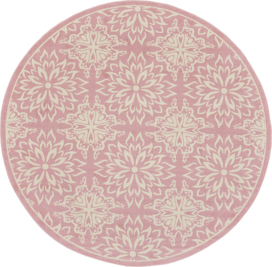 Nourison Jubilant 8' x Round Ivory Pink Farmhouse Indoor Rug