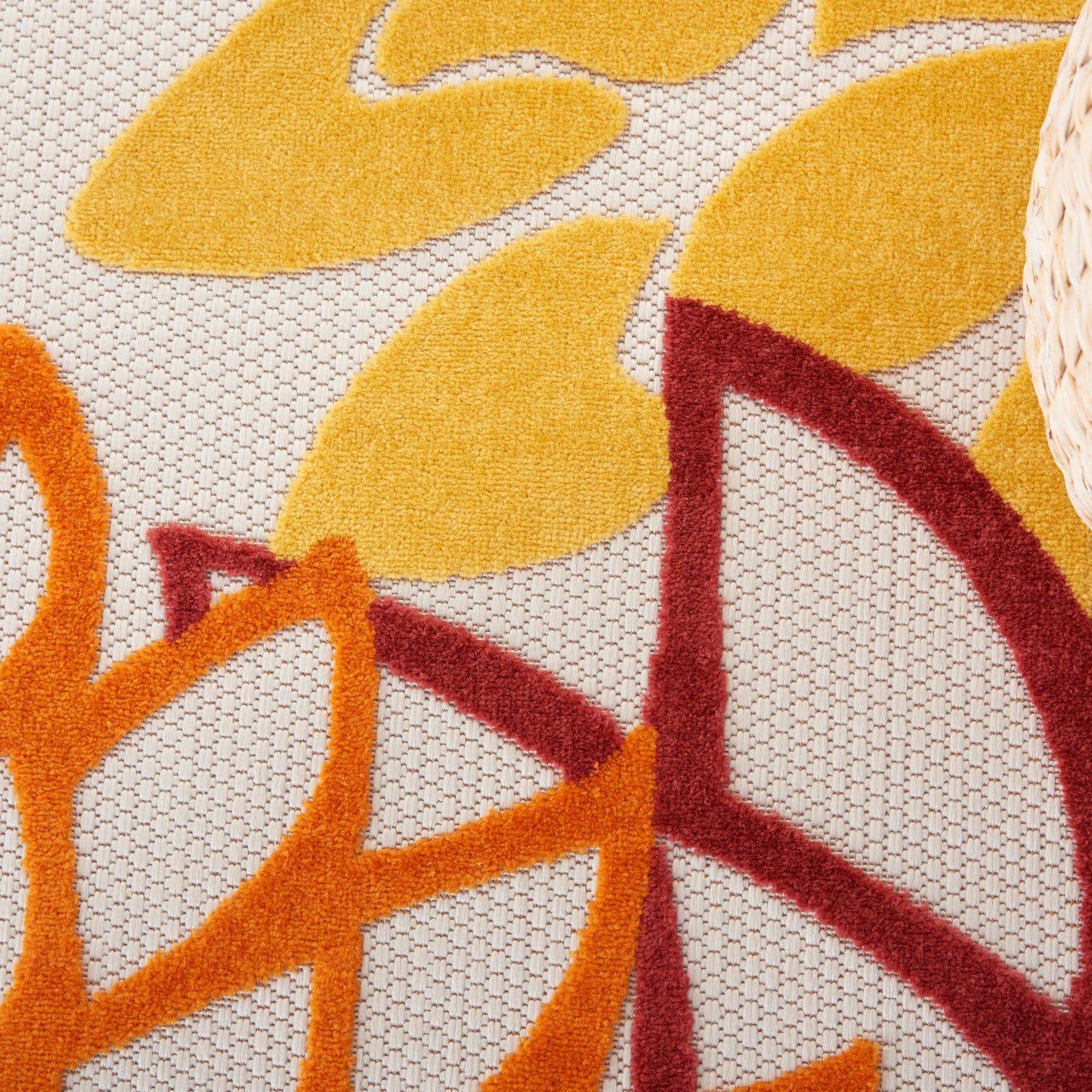 Nourison Aloha 7'10" x Round Red Multicolor Tropical Rug