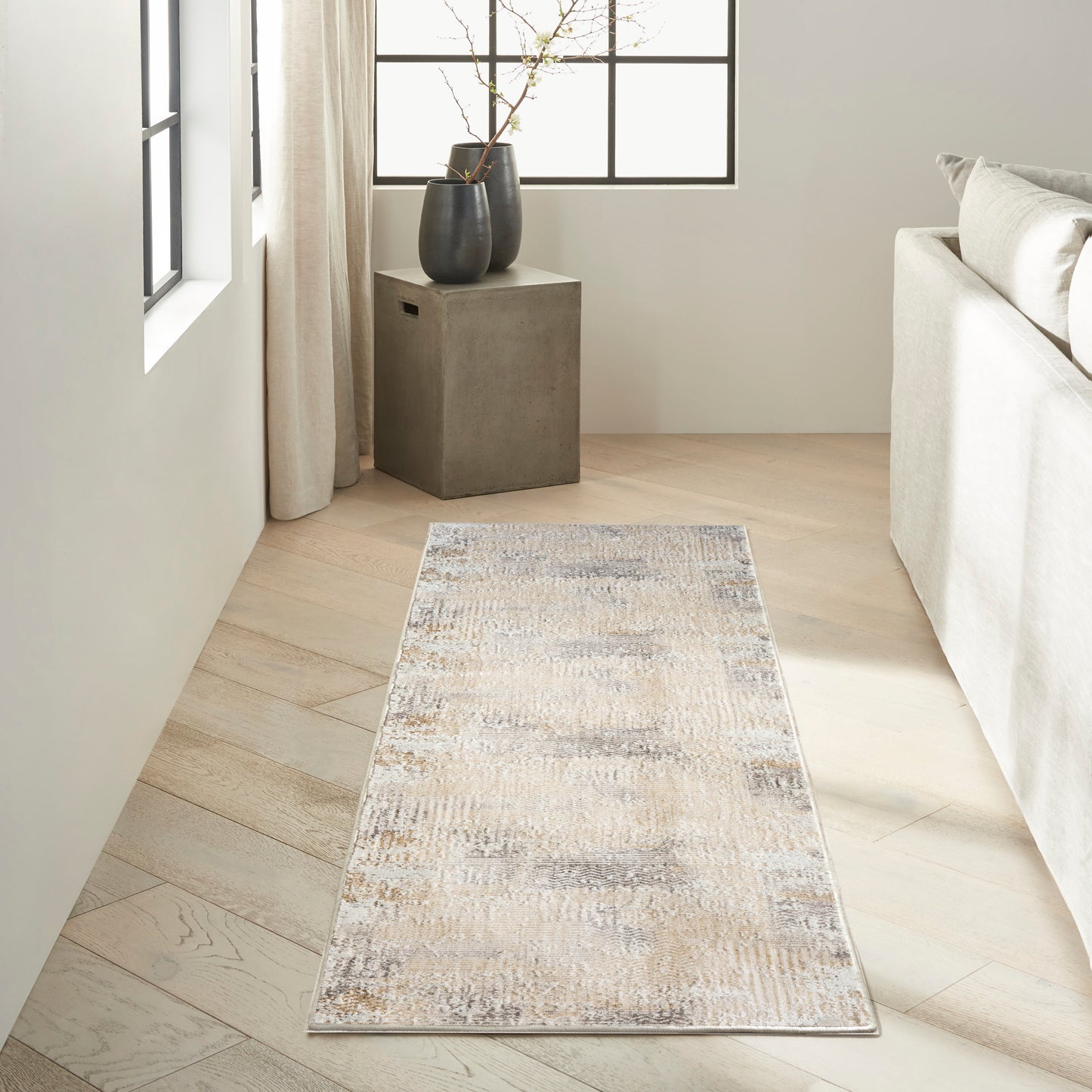 Calvin Klein CK078 Summit 2'2" x 10' Cream Ivory Modern Indoor Rug