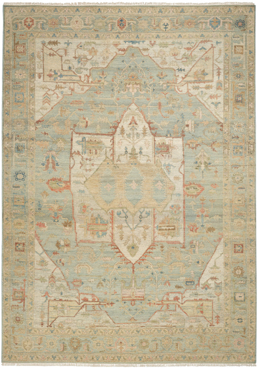 Nourison Heritage Vine 10' x 14' Light Blue Vintage Indoor Rug