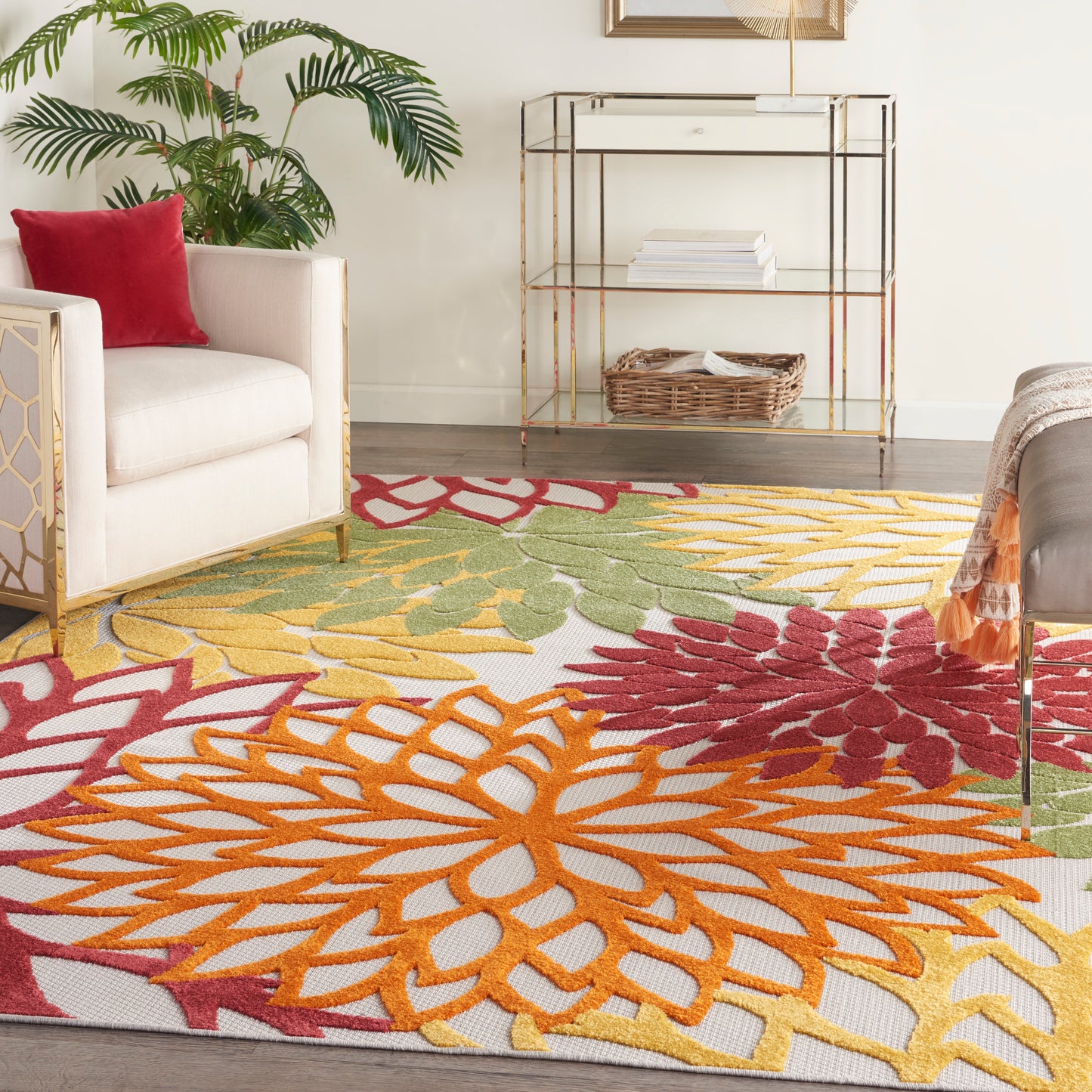 Nourison Aloha 7' x 10' Red Multicolor Tropical Rug
