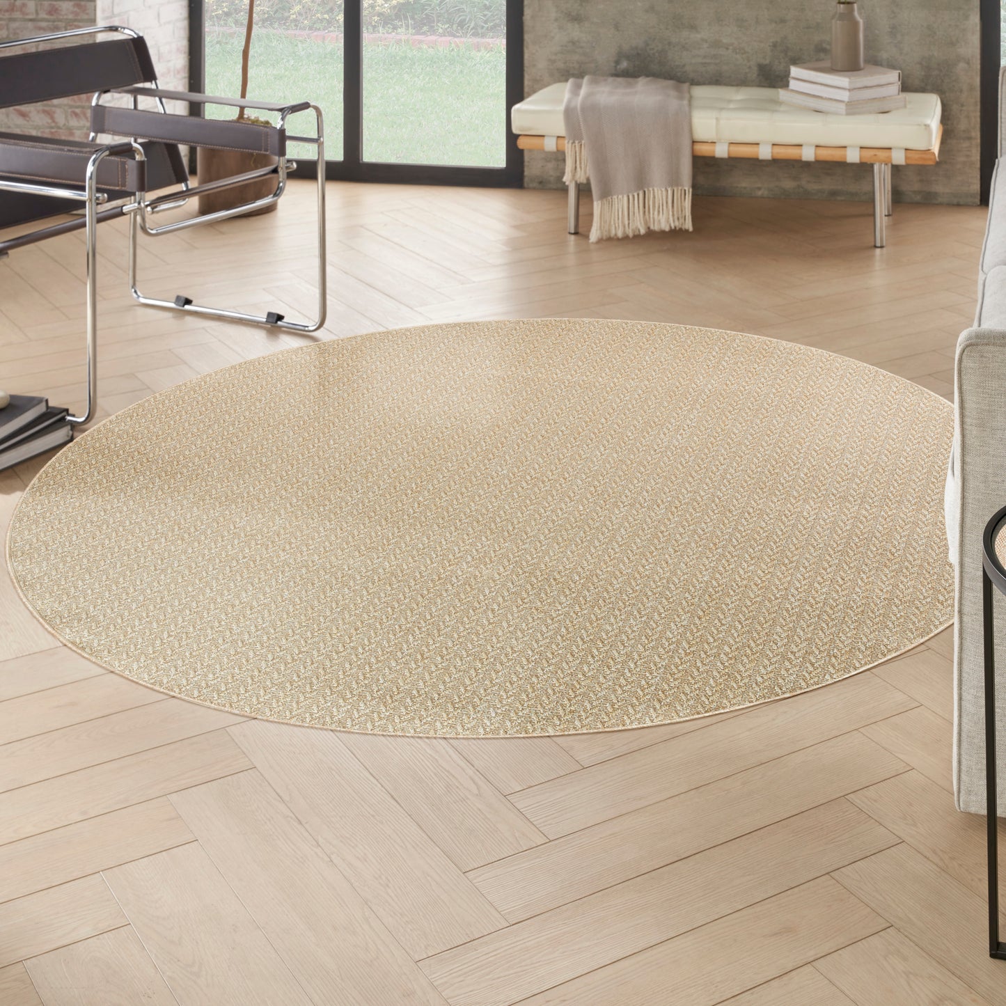 Nourison Tulum 8' x Round Cream Outdoor Rug