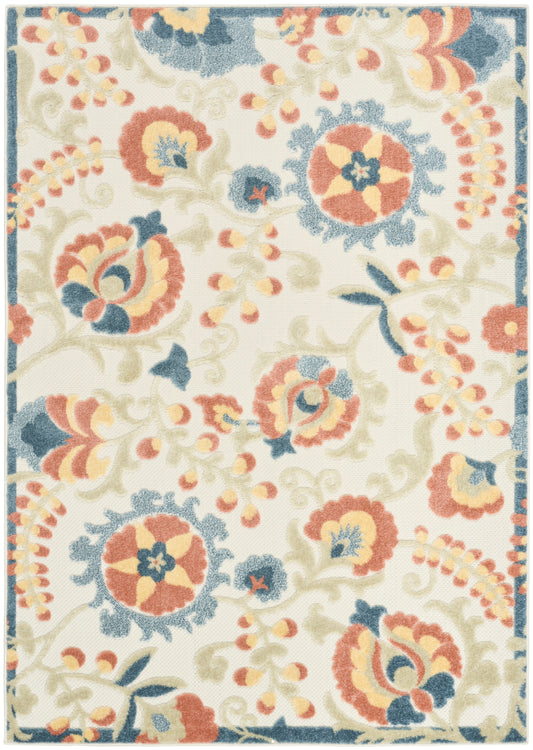 Nourison Aloha 5'3" x 7'5" Grey Multicolor Farmhouse Rug