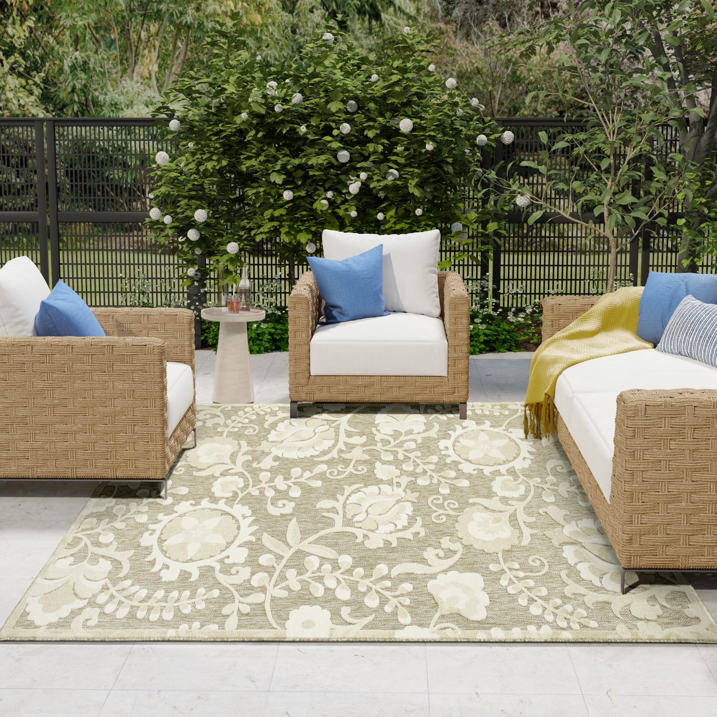 Nourison Aloha 9' x 12' Ivory Sage Farmhouse Rug