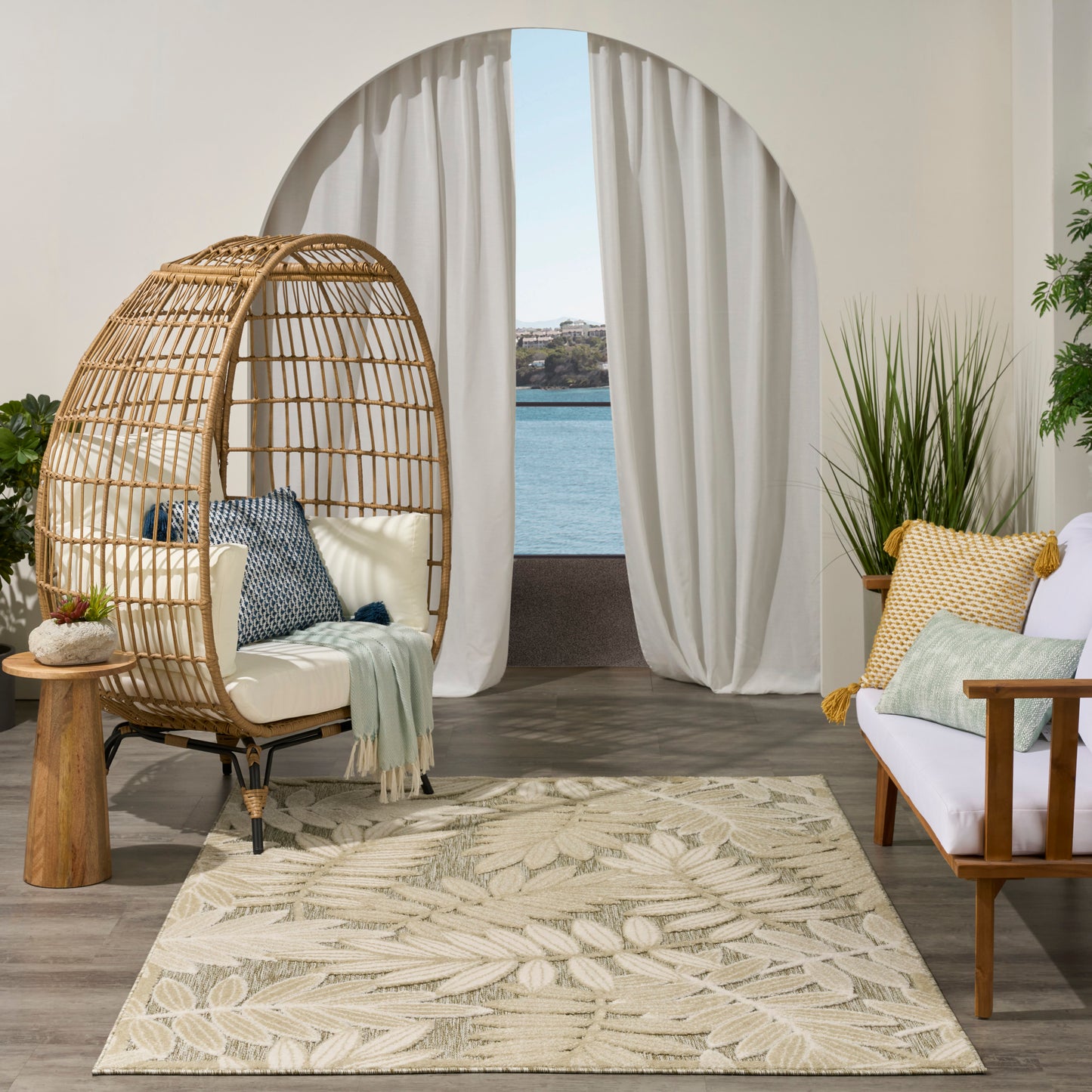 Nourison Aloha 5'3" x 7'5" Ivory Sage Modern Rug