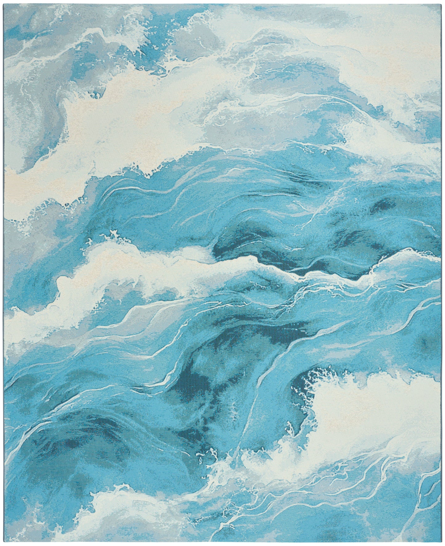 Nourison Color Splash 5'3" x 7'3" Ivory Blue Coastal, Nautical & Beach Rug