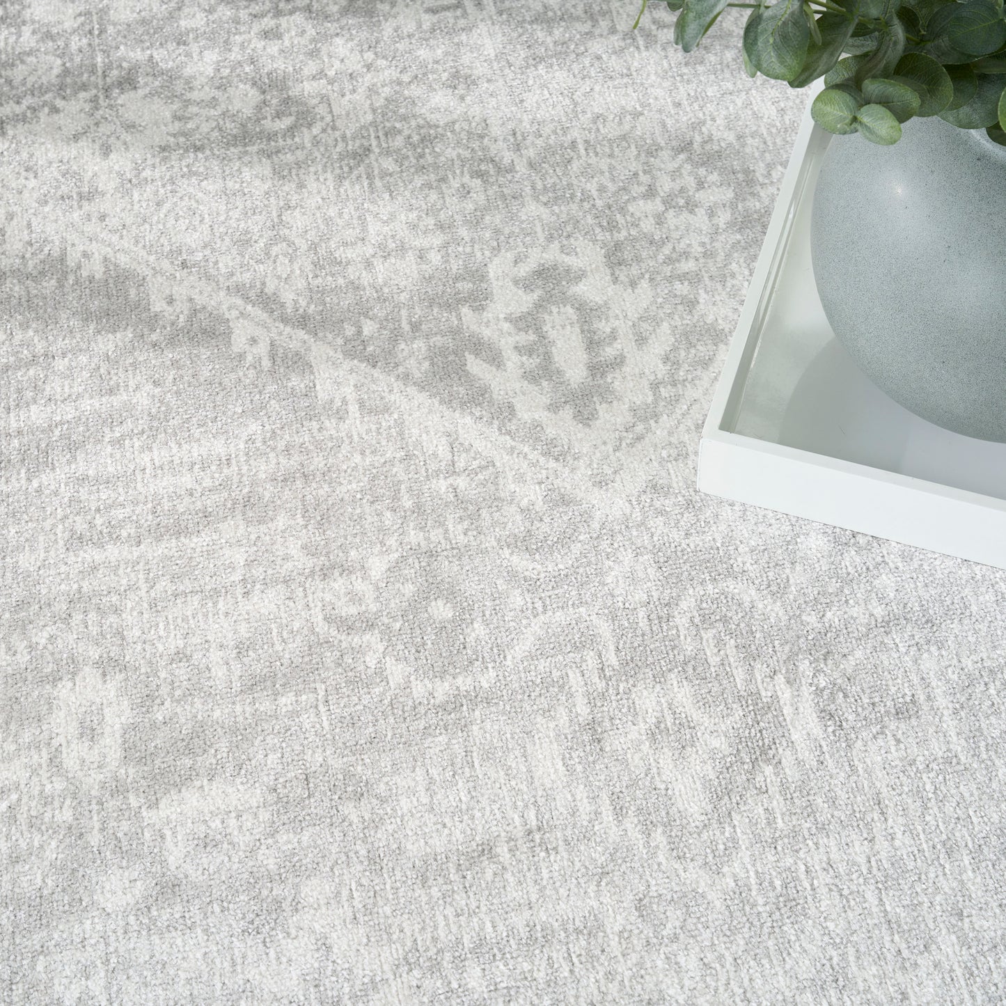 Nourison Astra Machine Washable 9' x 12' Light Grey Vintage Indoor Rug