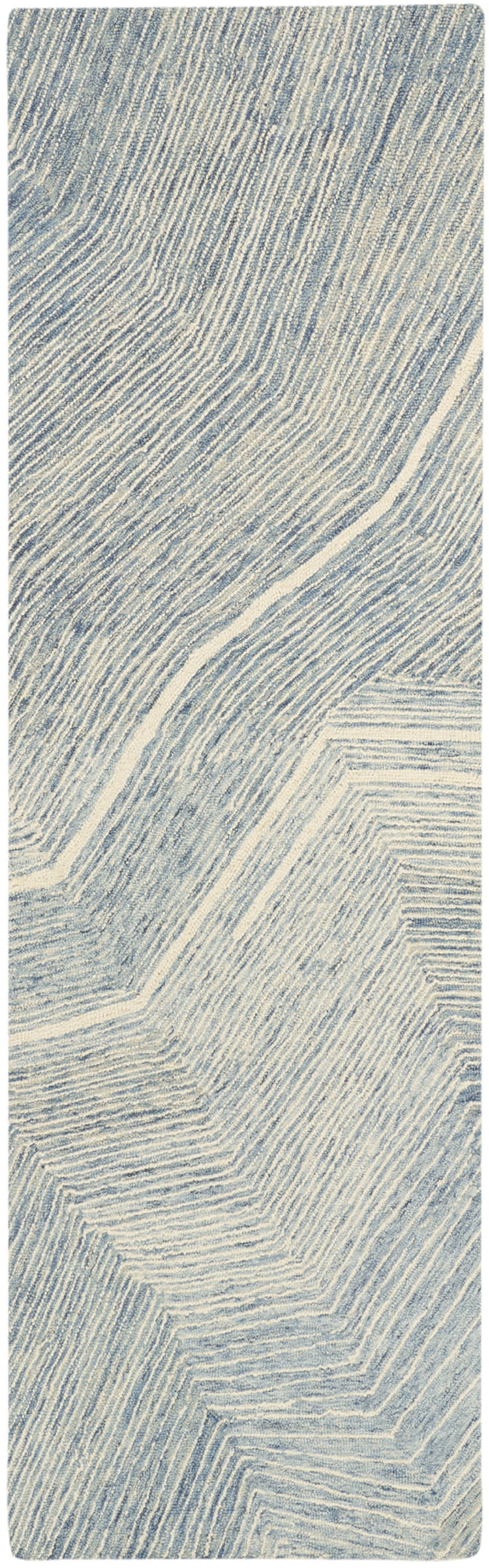 DKNY Pure Angles 2'3" x 7'6" Ivory Blue Modern Indoor Rug