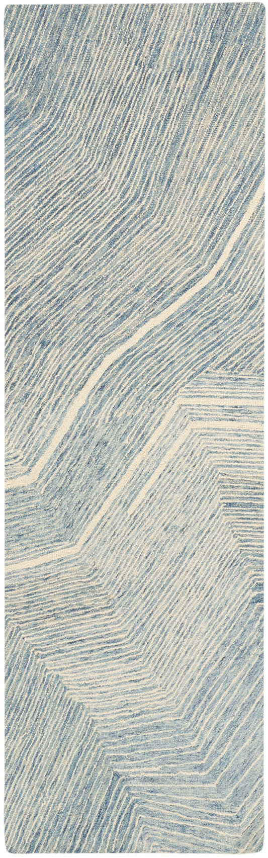 DKNY Pure Angles 2'3" x 7'6" Ivory Blue Modern Indoor Rug