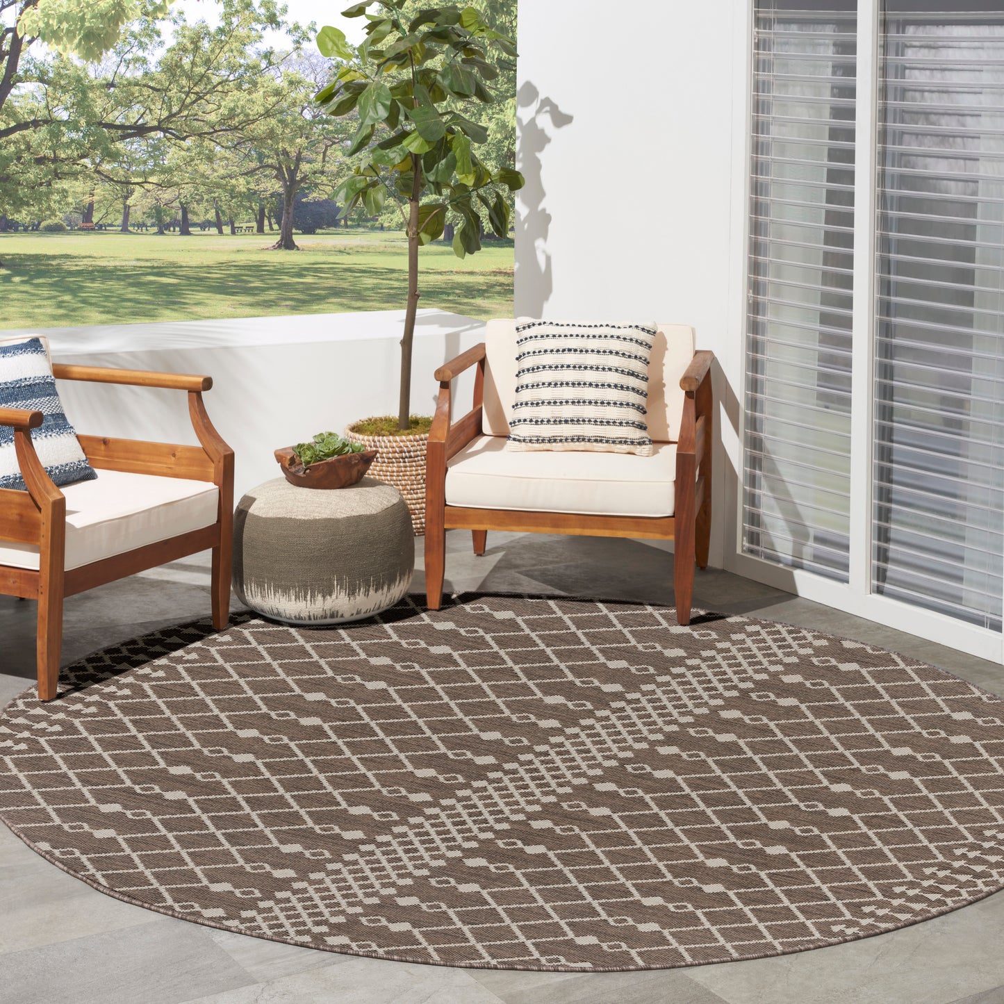 Nourison Positano 8' x Round Natural Modern Rug