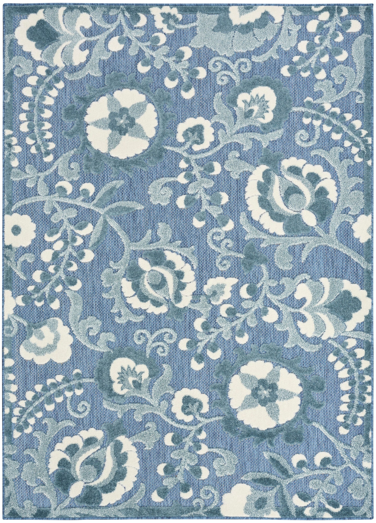 Nourison Aloha 3'6" x 5'6" Blue Farmhouse Rug