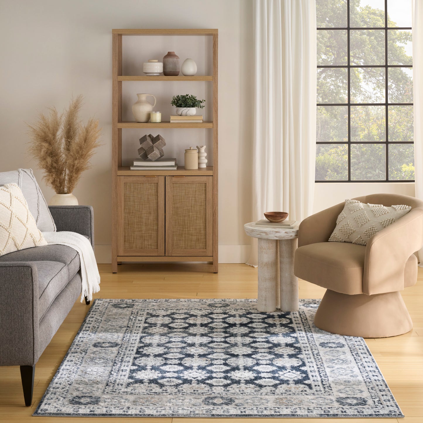 Nourison Dekor 5'3" x 7' Grey Navy Vintage Indoor Rug
