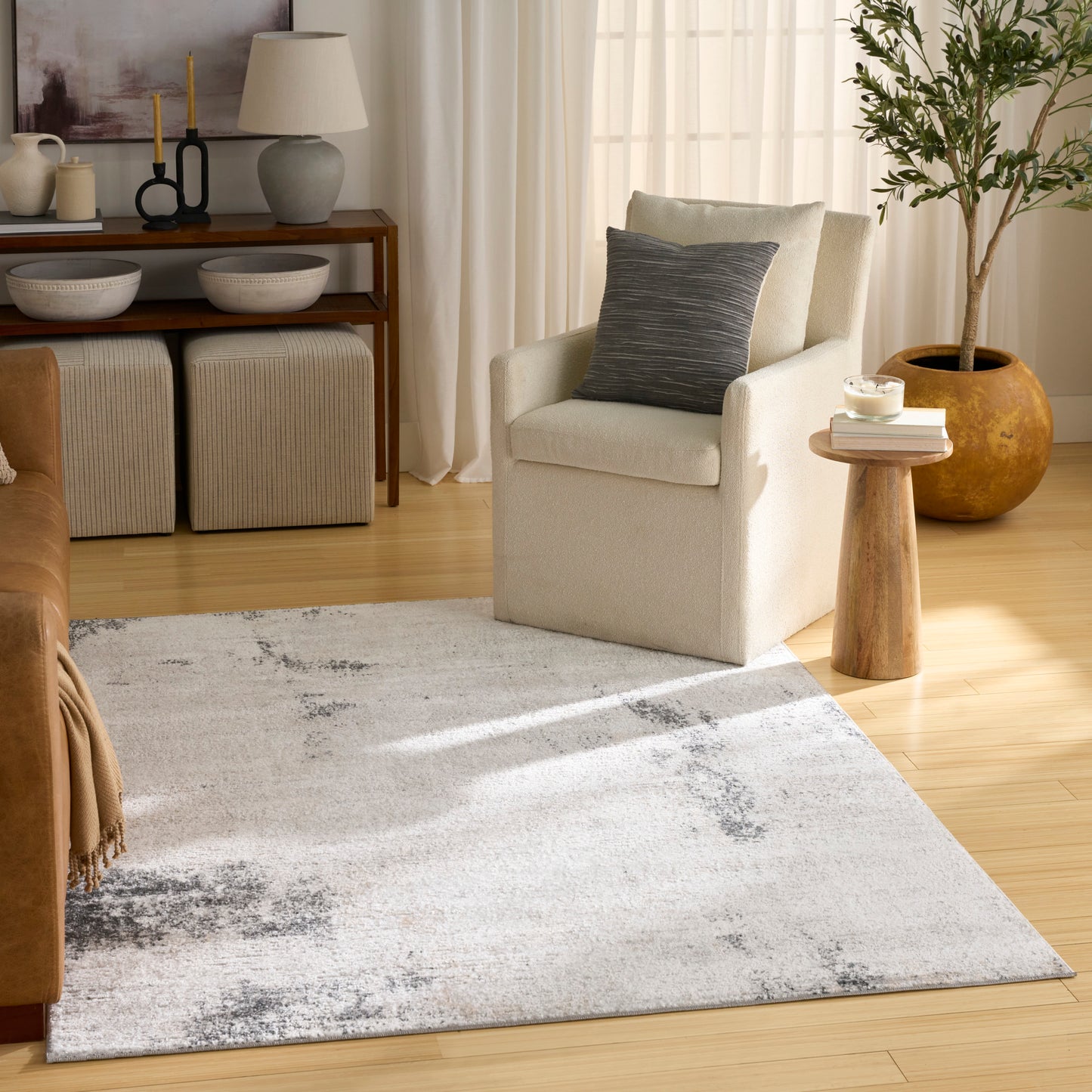 Nourison Dekor 5'3" x 7' Grey Charcoal Modern Indoor Rug