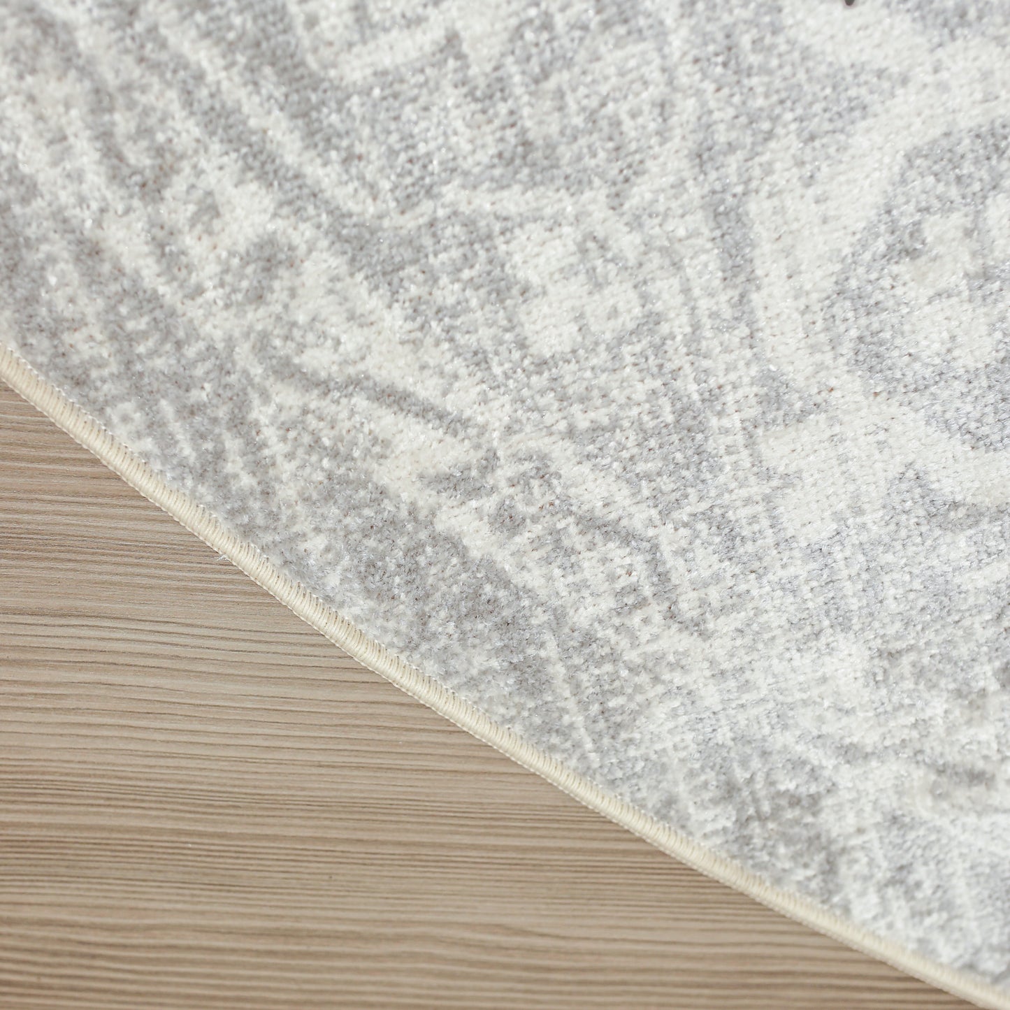 Nourison Astra Machine Washable 7'10" x Round Light Grey Vintage Indoor Rug