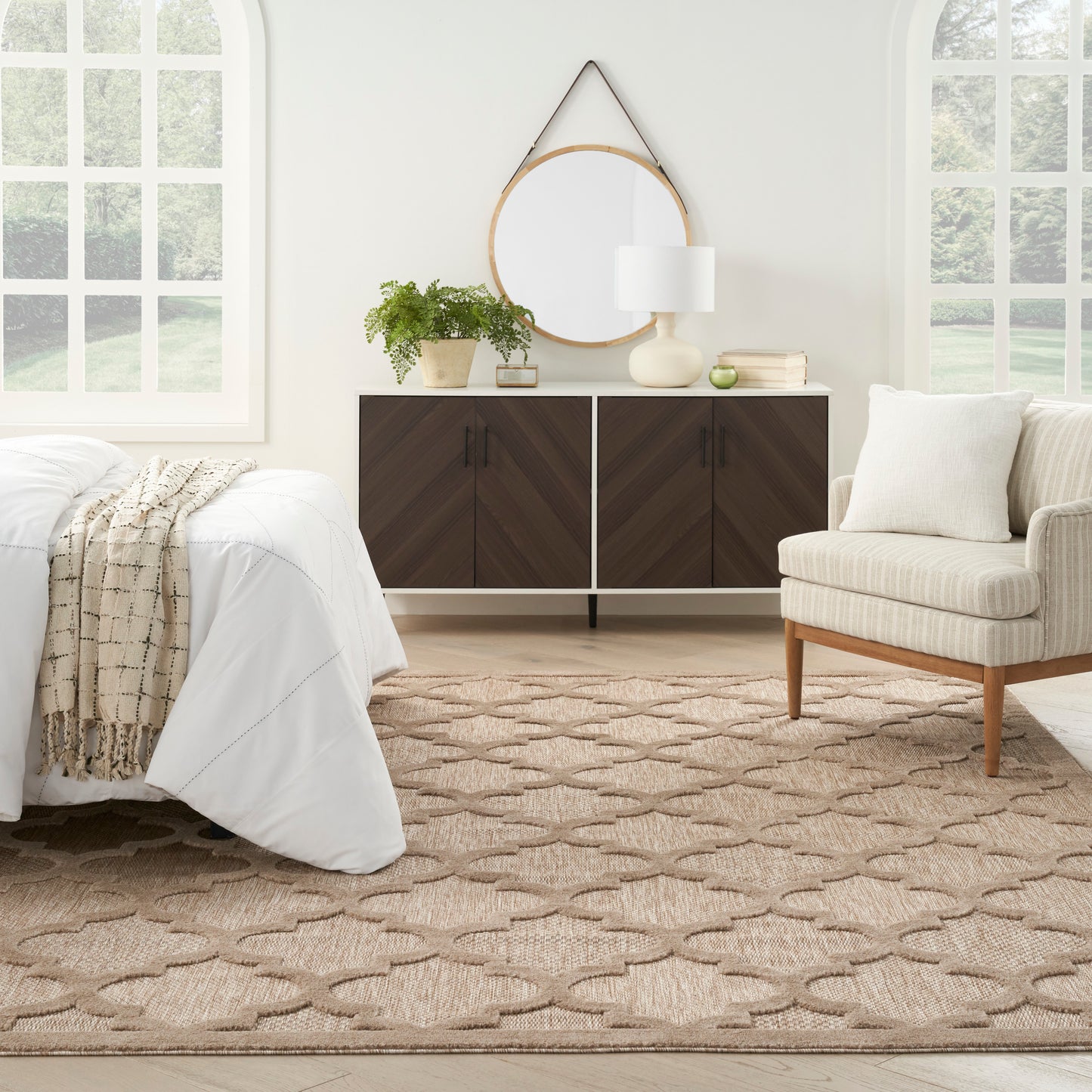 Nourison Easy Care 9' x 12' Natural Beige Modern Rug
