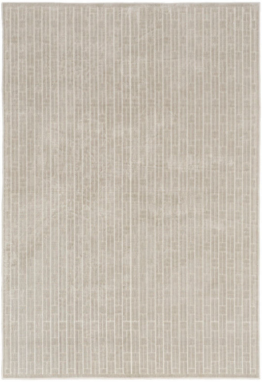 Nourison Washable Charm 4' x 6' Silver Ivory Modern Indoor Rug