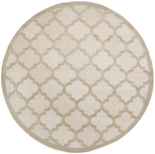 Nourison Easy Care 6' x Round Cream Modern Rug