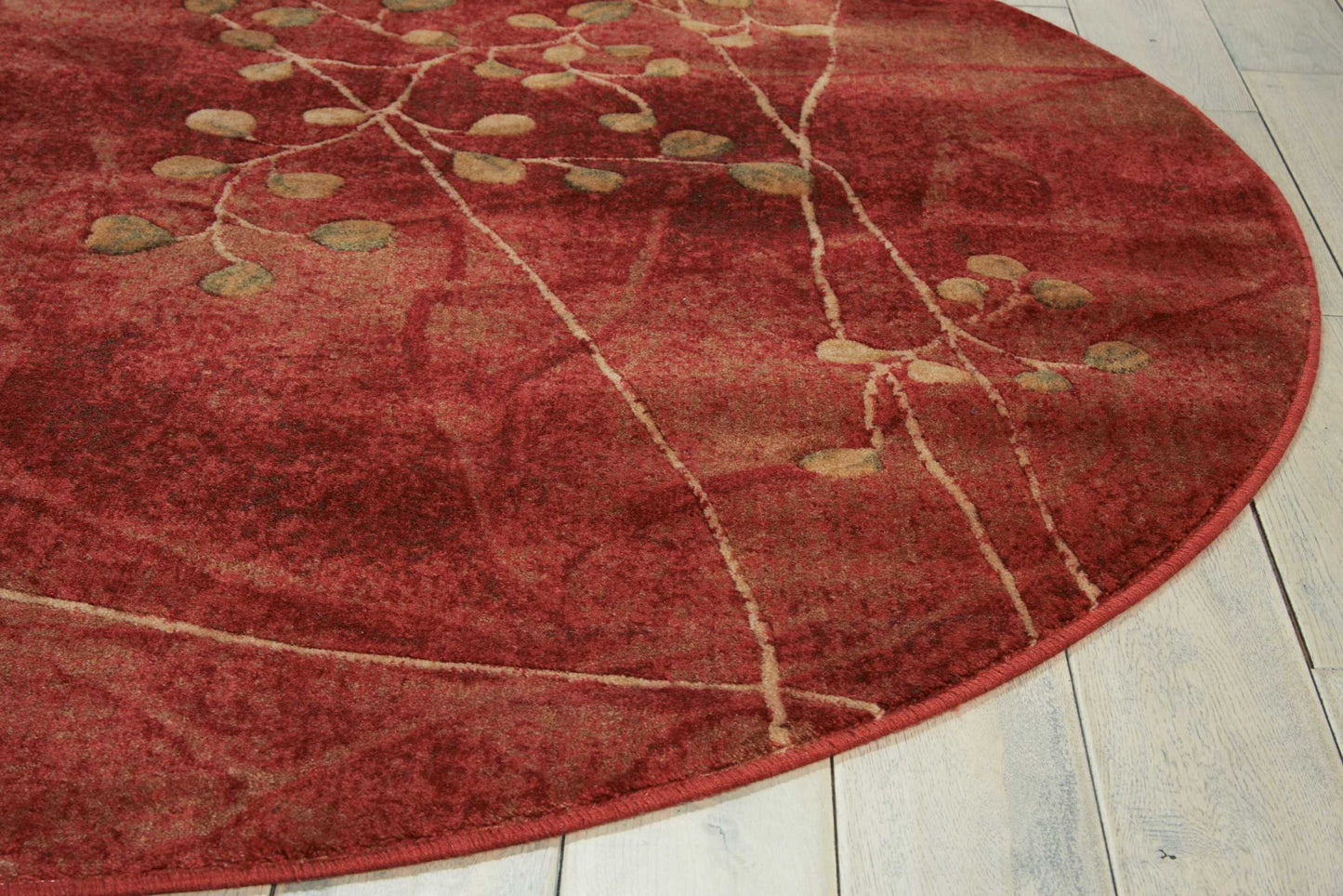 Nourison Somerset 5'6" x Round Flame Rustic Indoor Rug