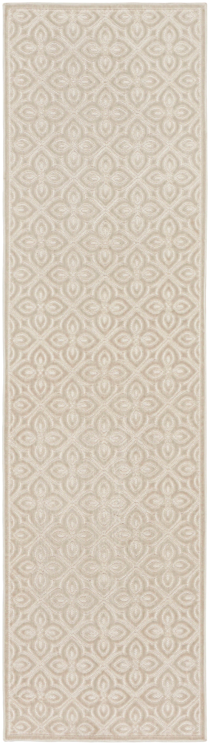 Nourison Washable Charm 2'2" x 10' Silver Ivory Contemporary Indoor Rug