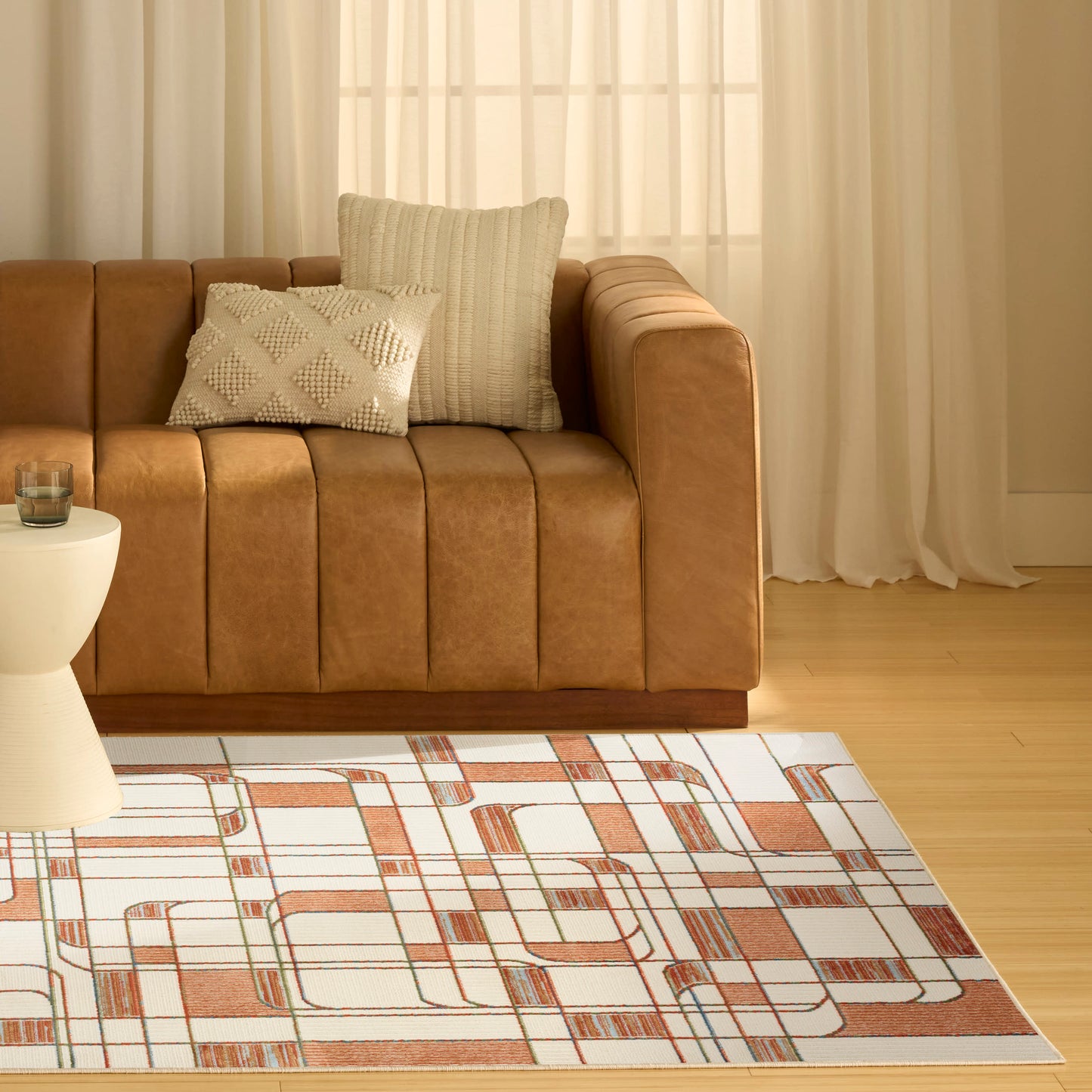 Nourison Nordic 5' x 7' Ivory Rust Mid-Century Modern Indoor Rug
