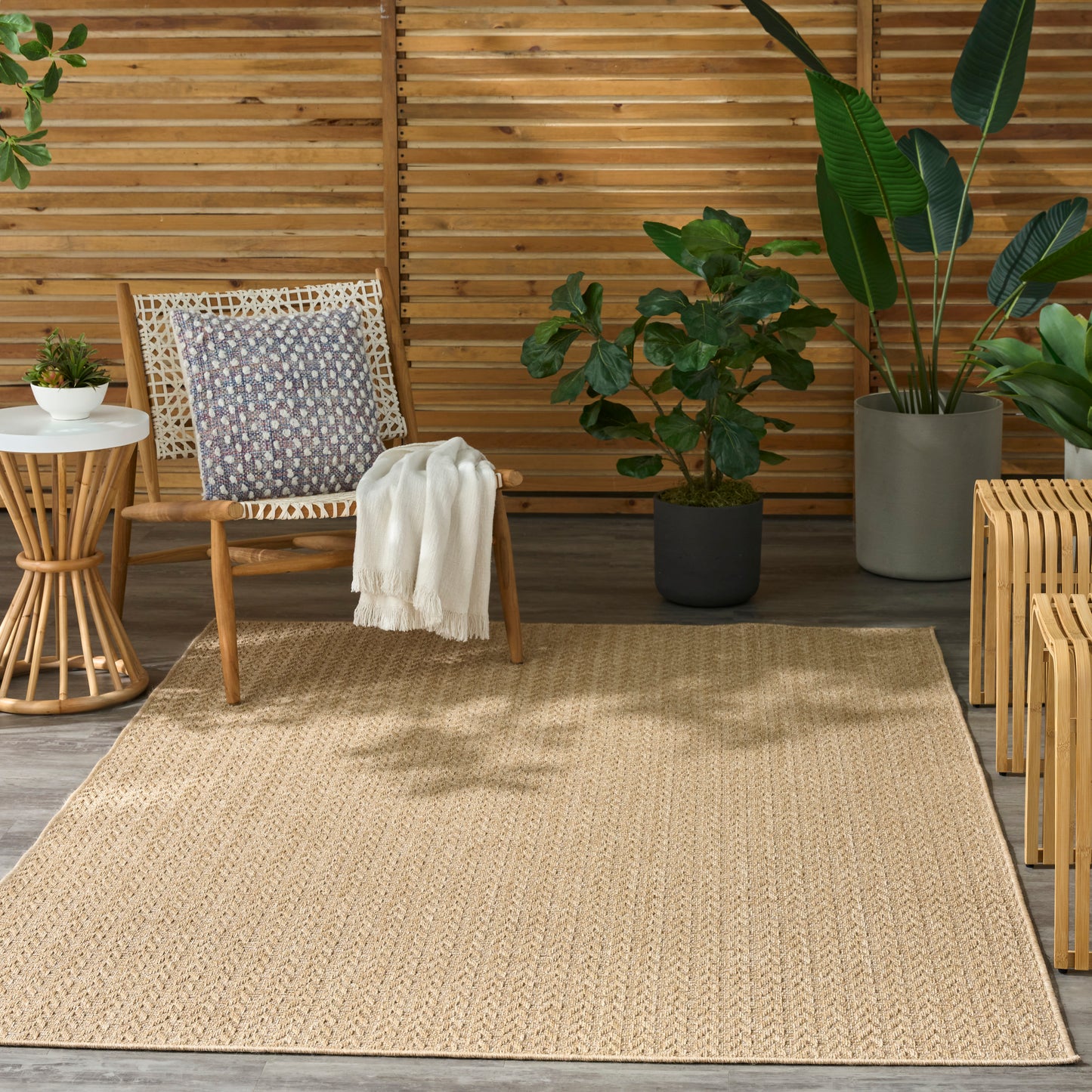 Nourison Tulum 6' x 9' Taupe Outdoor Rug