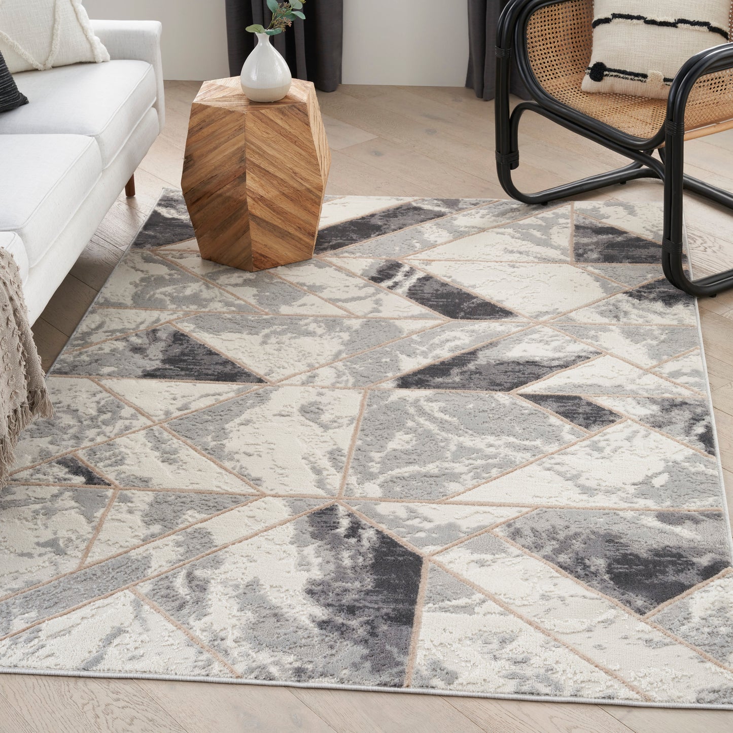 Nourison Elation 4' x 6' Ivory Grey Modern Indoor Rug