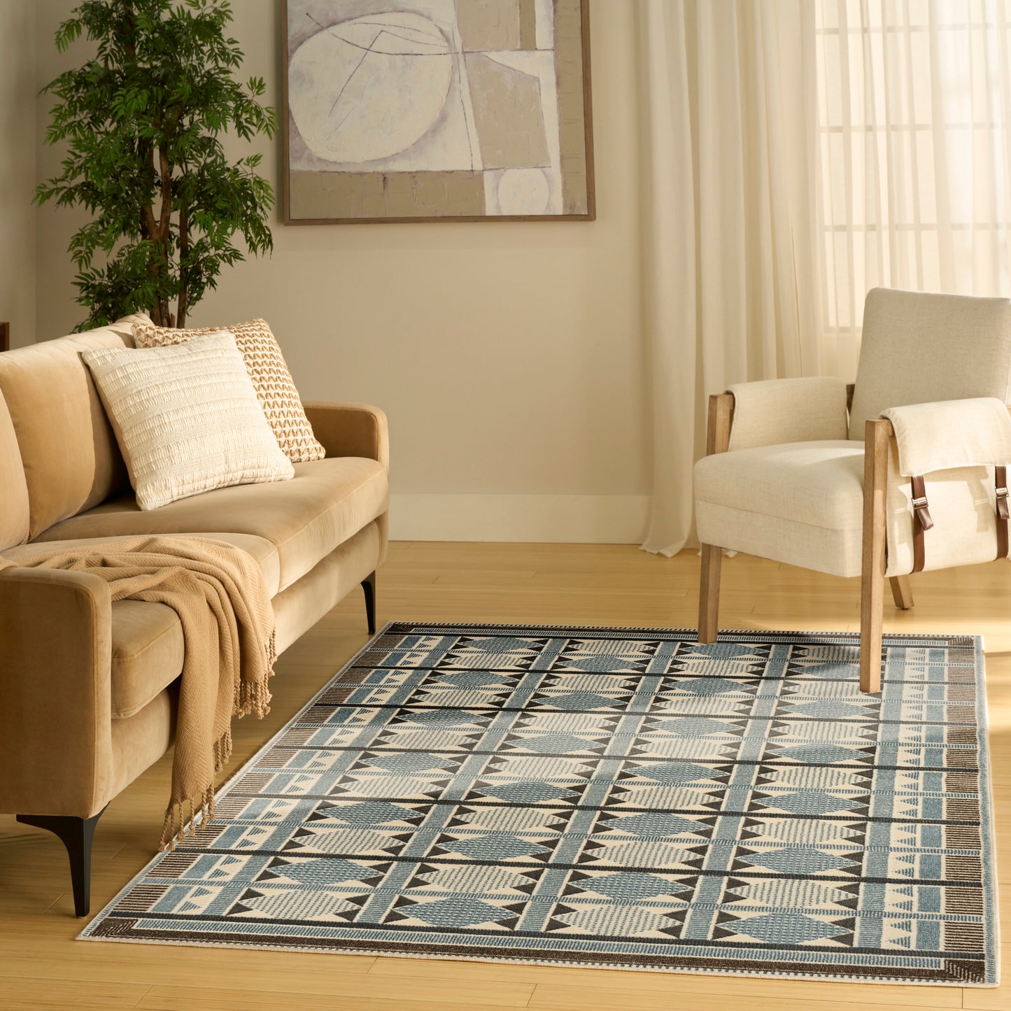 Nourison Nordic 5' x 7' Blue Modern Indoor Rug
