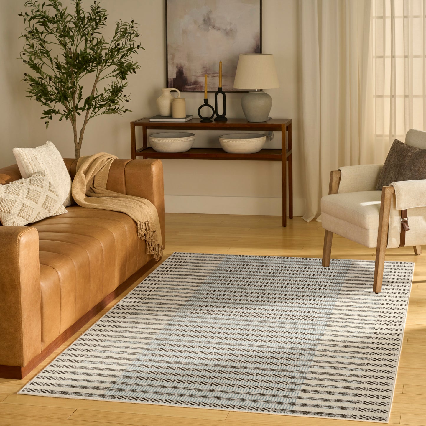 Nourison Nordic 4' x 6' Ivory Blue Modern Indoor Rug