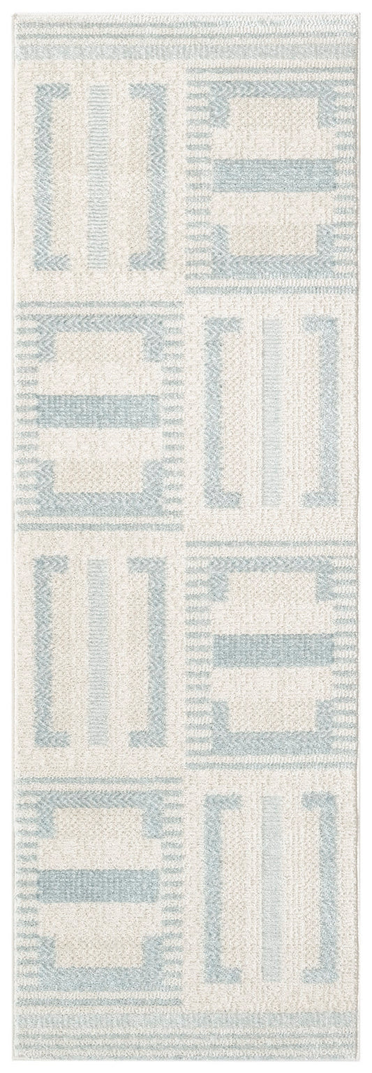Nourison Nordic 2' x 6' Ivory Blue Modern Indoor Rug