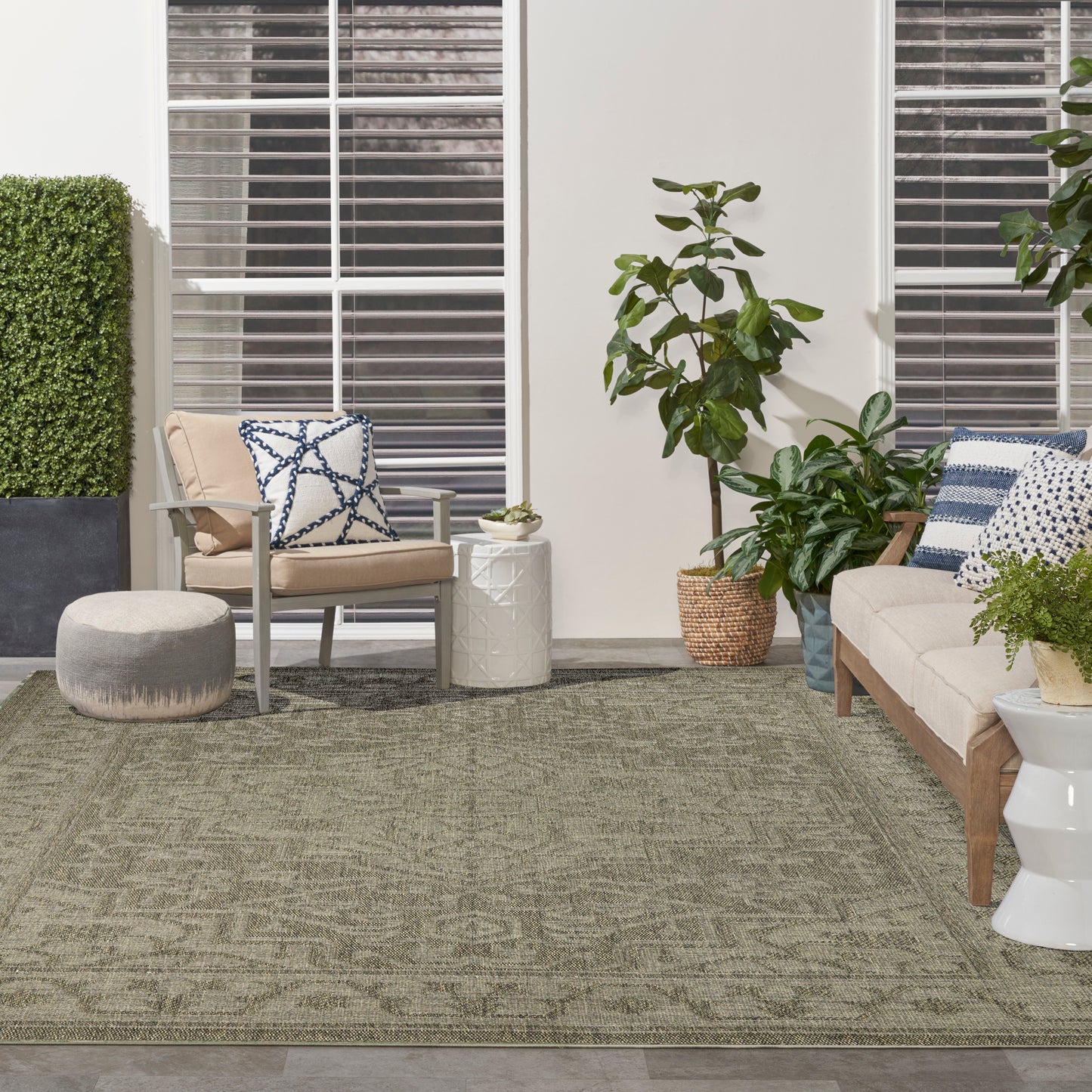 Nourison Tulum 9' x 12' Olive Outdoor Rug