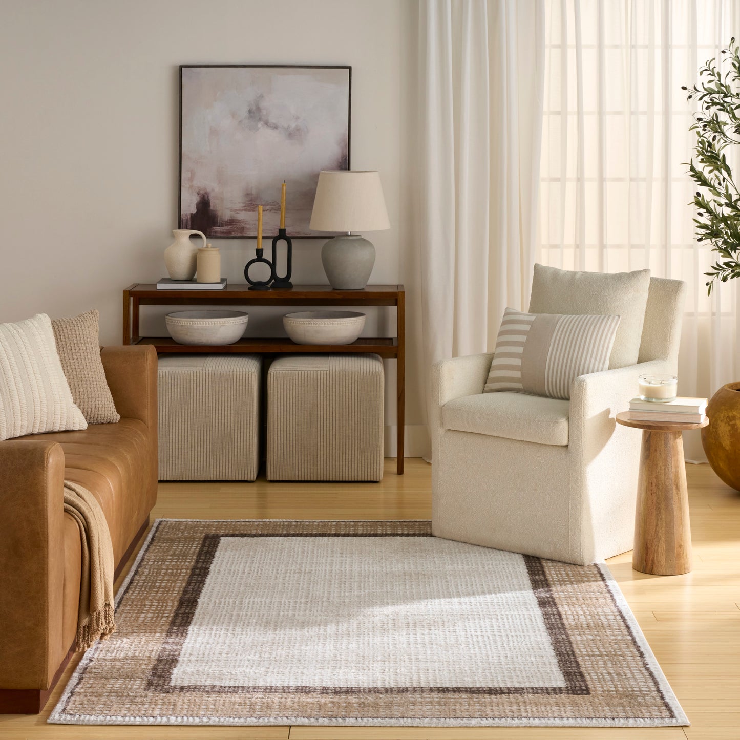 Nourison Dekor 4' x 6' Ivory Brown Modern Indoor Rug