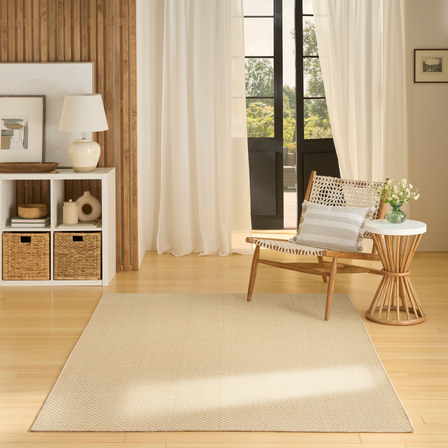Nourison Tulum 4' x 6' Cream Outdoor Rug