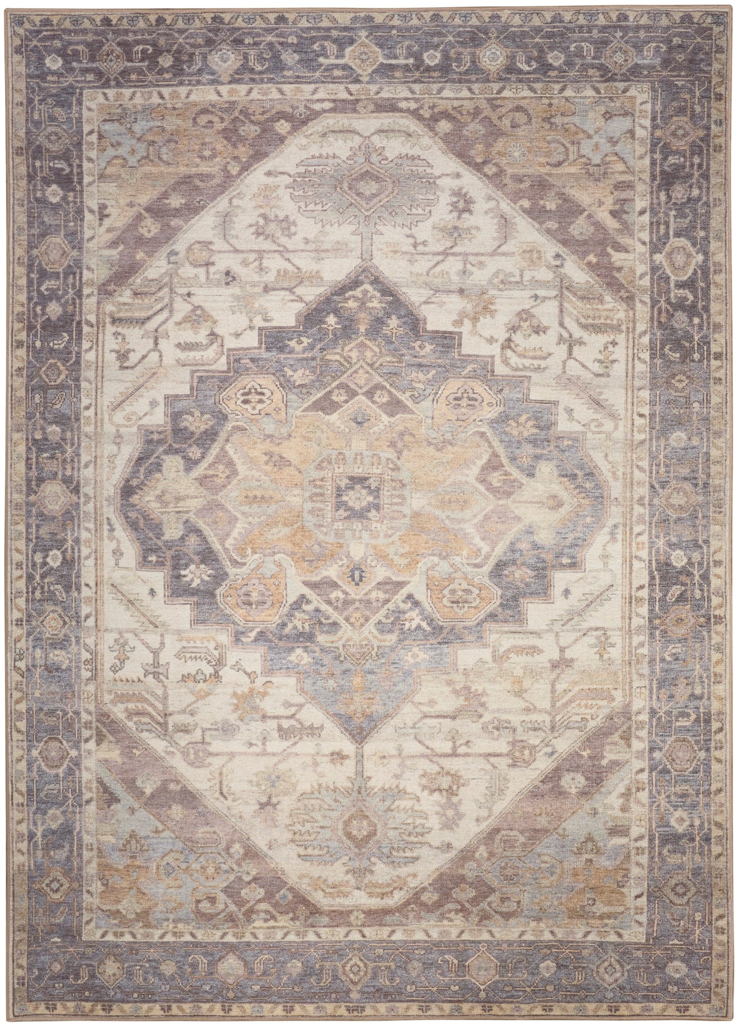 Nourison Vintage Washables 5'3" x 7'3" Ivory Purple Vintage Indoor Rug