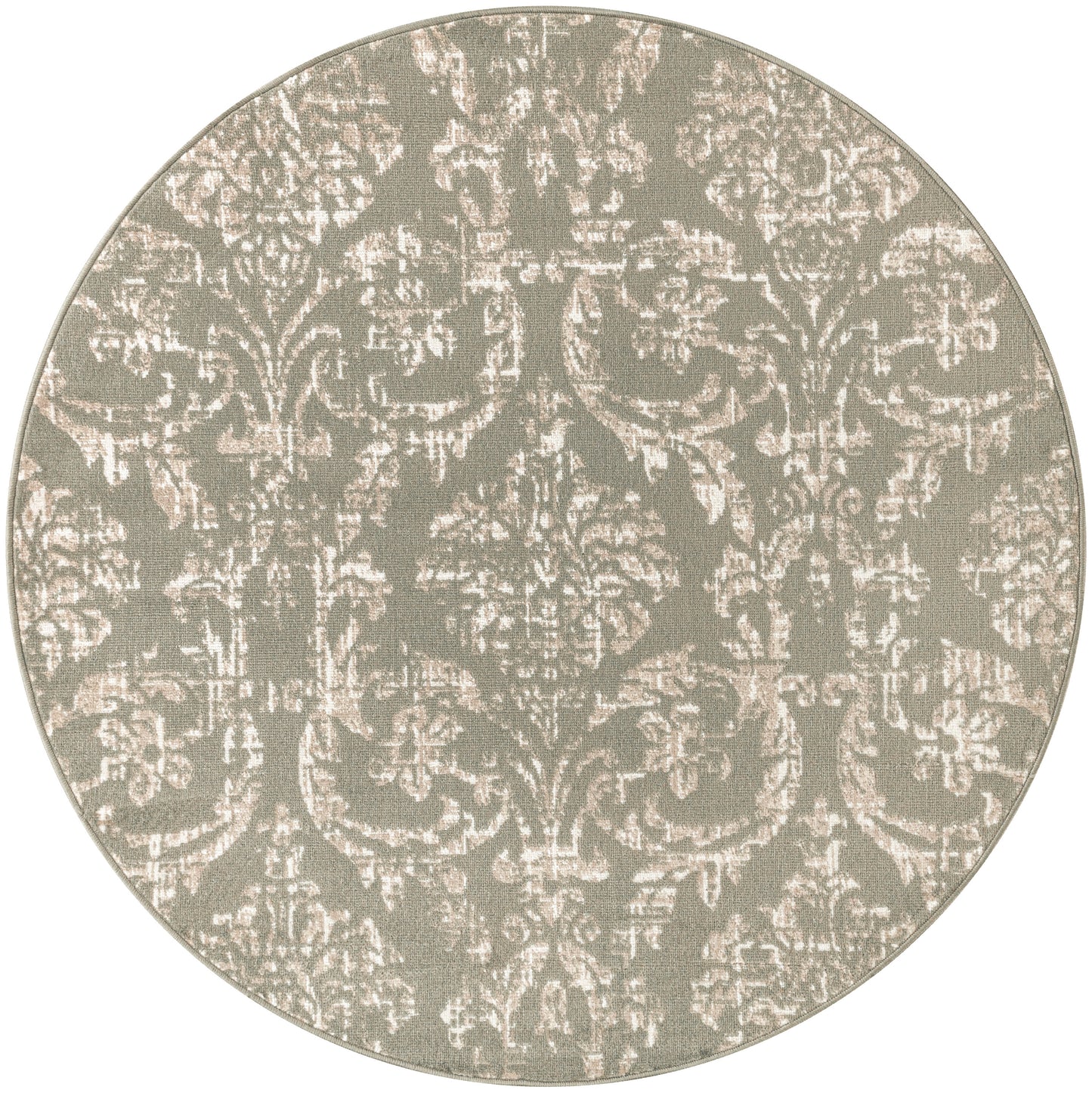 Nourison Jubilant 5'3" x Round Olive Vintage Indoor Rug